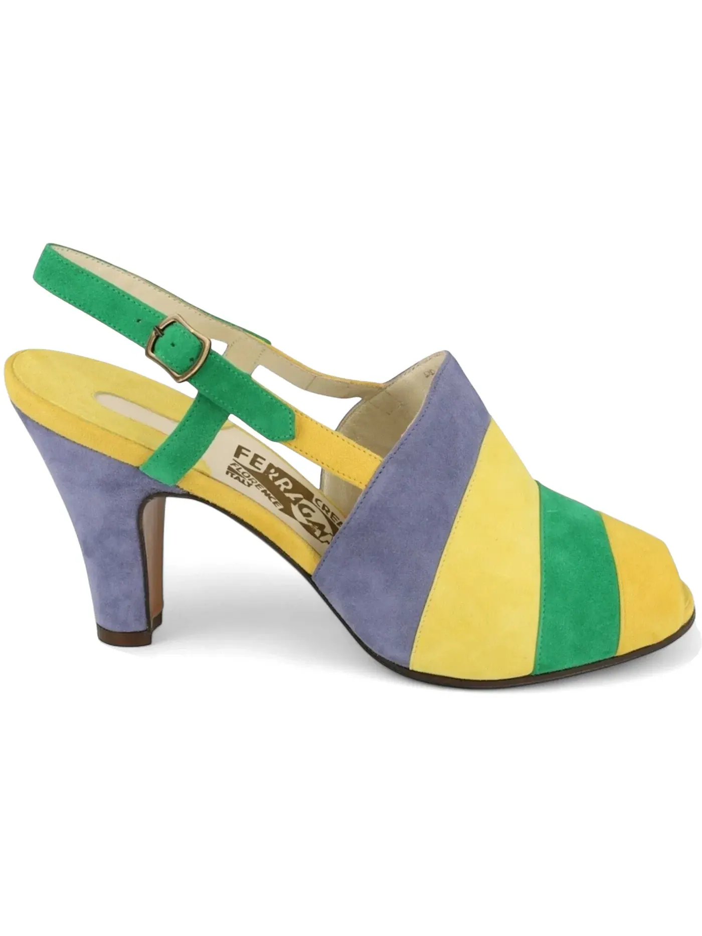 Женские босоножки на каблуке с принтом Ferragamo Stripes Archive Limited Edition 1930s Sandals Ferragamo — изображение 1 из 3