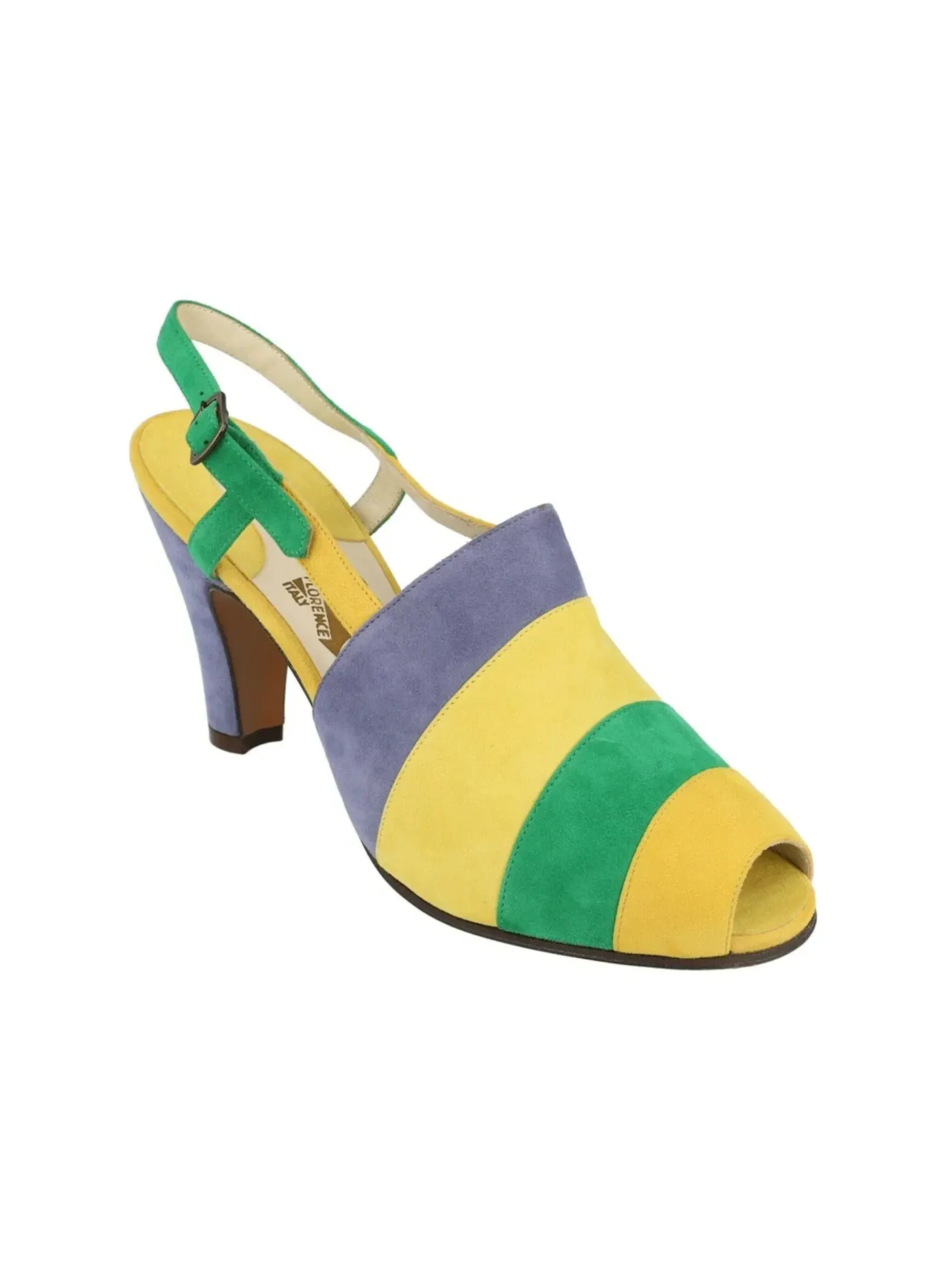 Женские босоножки на каблуке с принтом Ferragamo Stripes Archive Limited Edition 1930s Sandals Ferragamo — изображение 2 из 3
