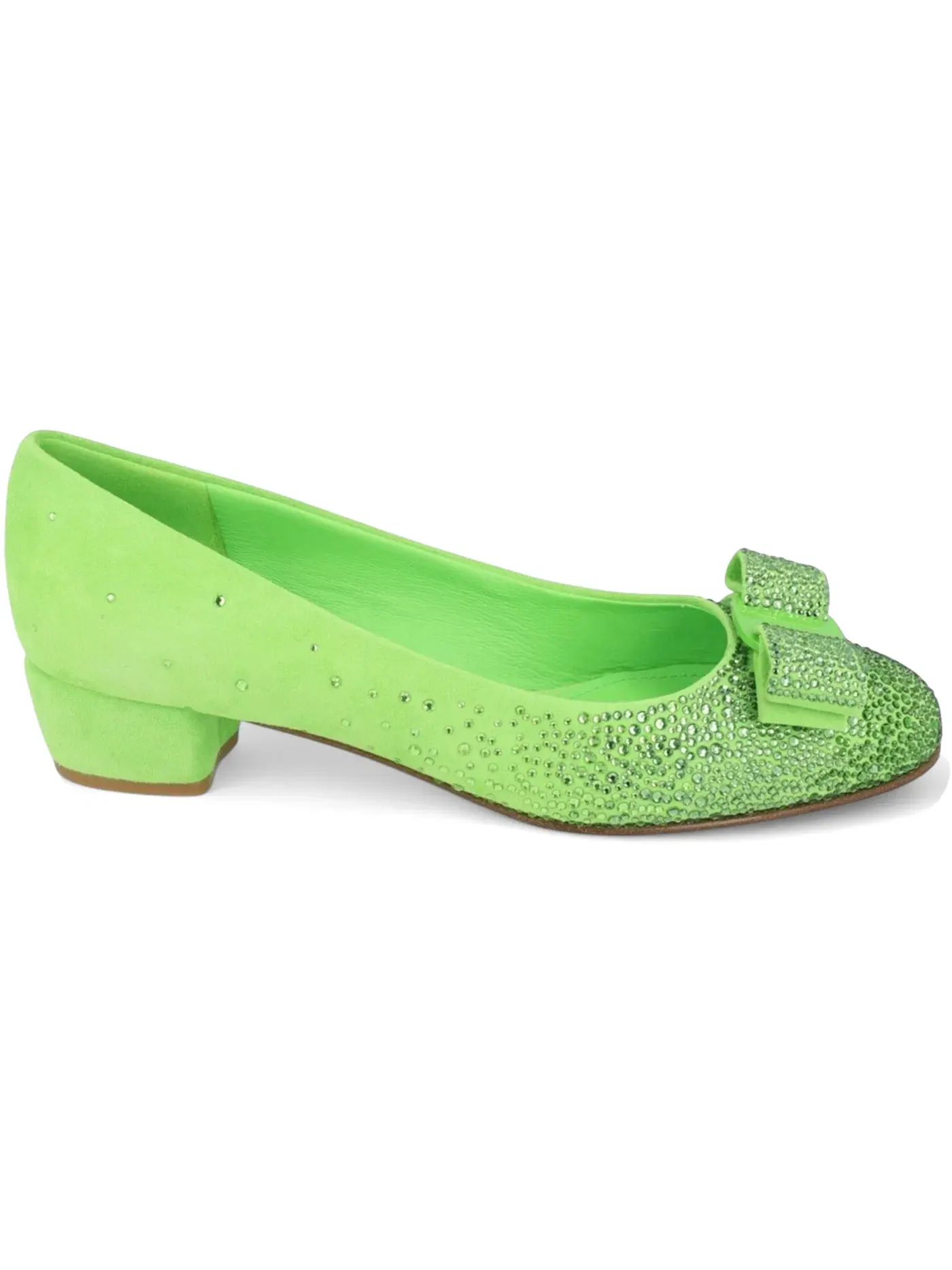 Женские туфли-лодочки с кристаллами Ferragamo Vara Crystal-Embellished Pumps — изображение 1 из 3, светлый зеленый
