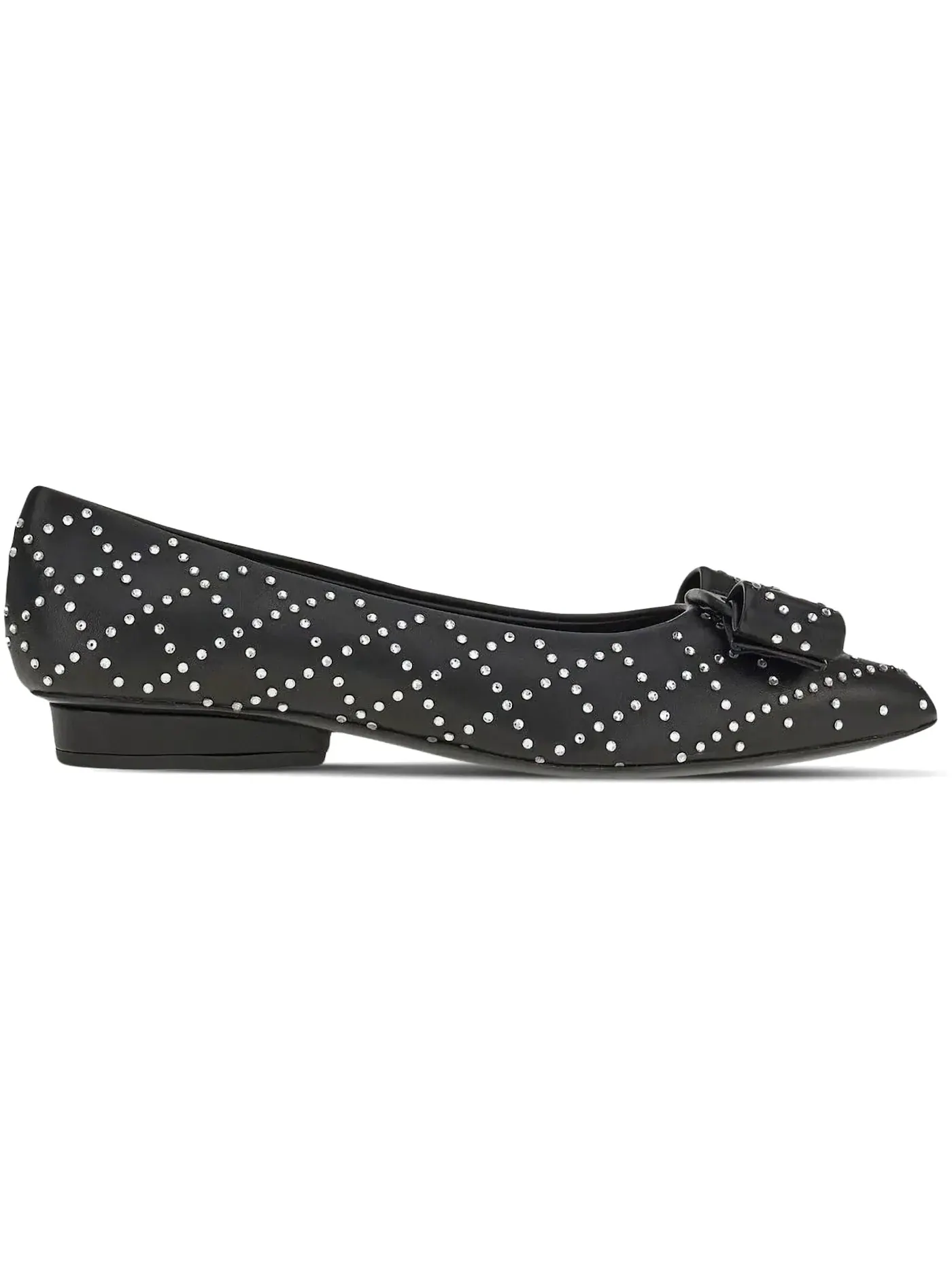 Женские балетки с принтом Rhinestone-Embellished Ferragamo — изображение 1 из 1, черный
