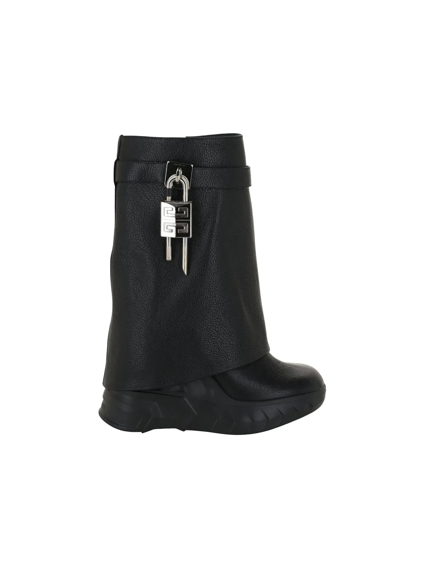Женские ботильоны с принтом под кожу крокодила Givenchy Shark Lock Biker Ankle Boots — изображение 1 из 3, черный