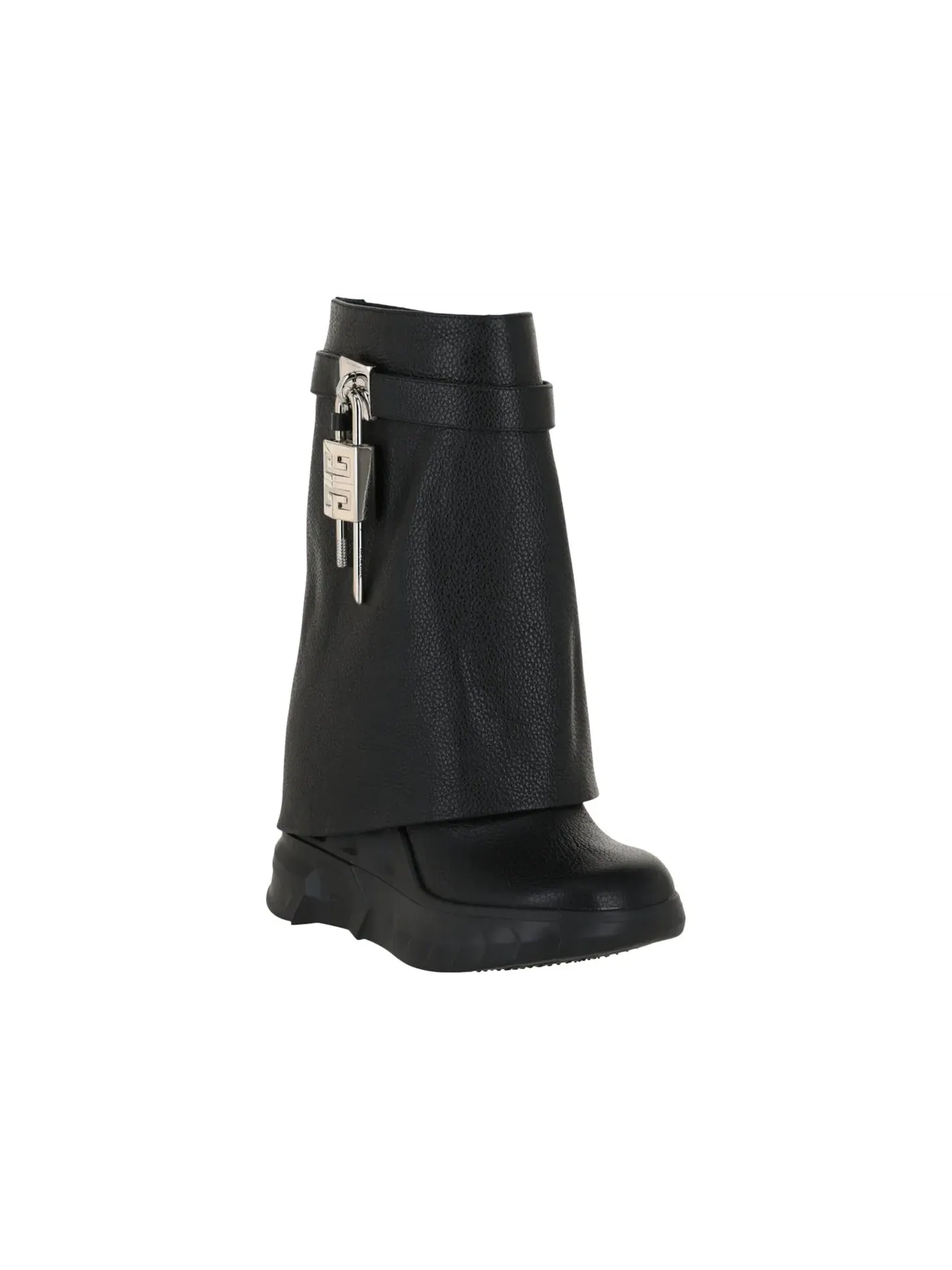 Женские ботильоны с принтом под кожу крокодила Givenchy Shark Lock Biker Ankle Boots — изображение 2 из 3, черный