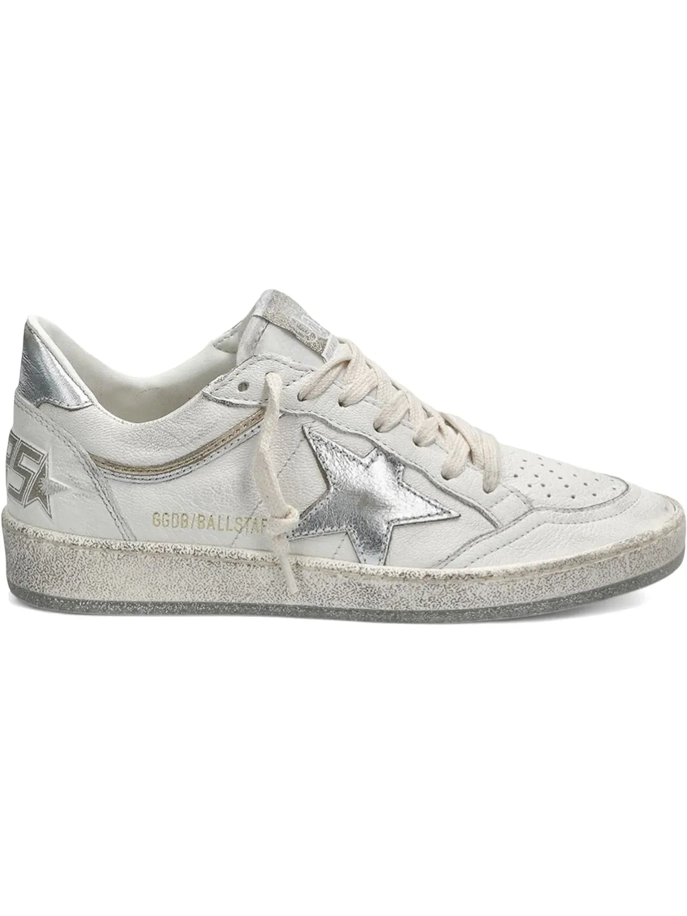 Женские кроссовки с перфорацией Golden Goose Ball Star — изображение 1 из 1, белый/серебристый