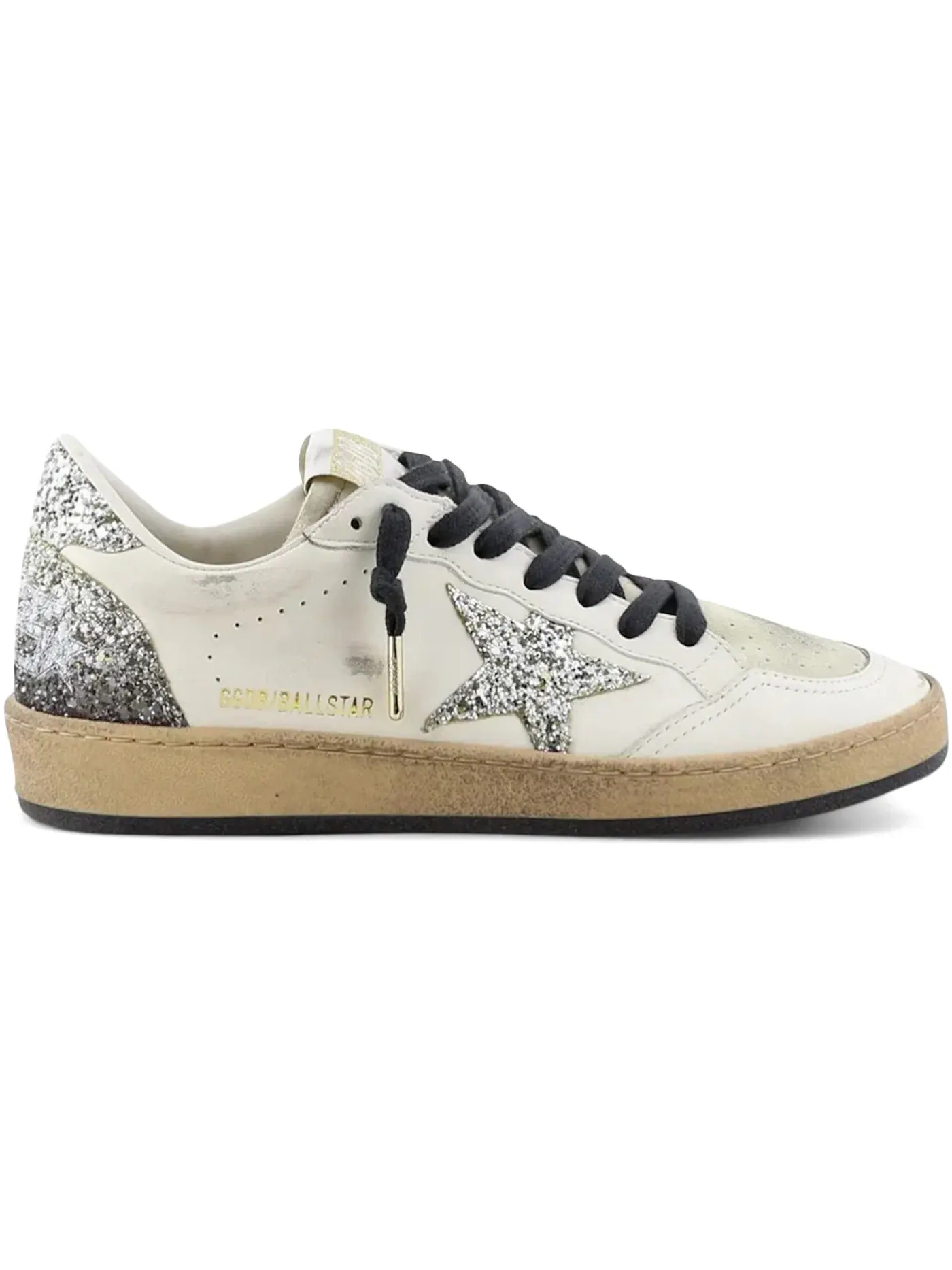 Женские кроссовки с перфорацией Golden Goose Ball Star — изображение 1 из 1, белый//платиновый/черный