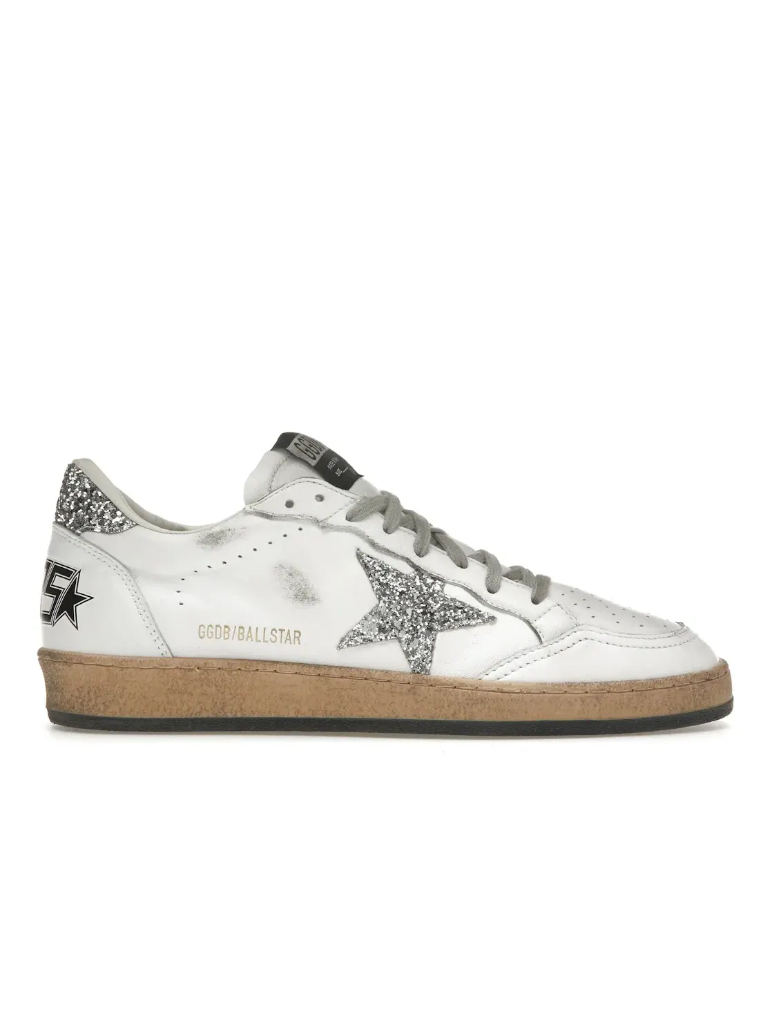 Женские кроссовки с блестками Golden Goose Ball Star — изображение 1 из 4, белый/серебристый