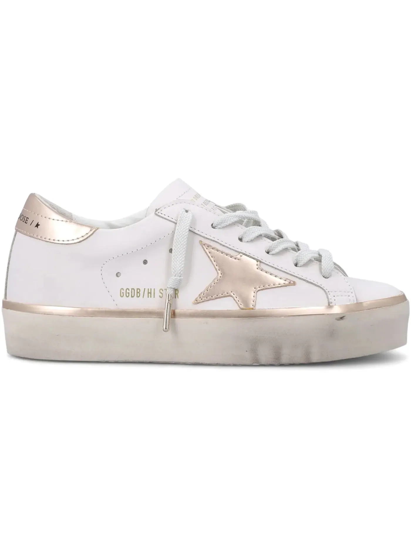 Женские кроссовки с ламинацией Golden Goose Hi Star — изображение 1 из 1, белый//золотистый