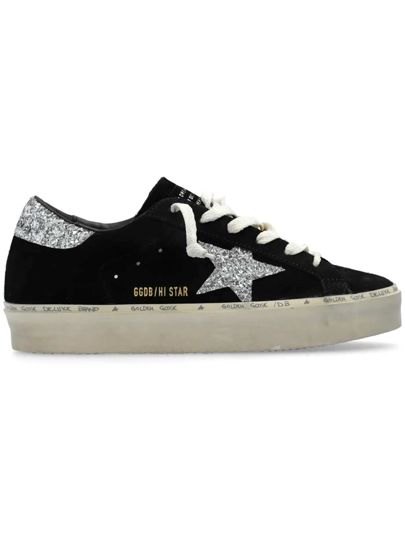 Женские кроссовки с блестками Golden Goose Hi Star Suede — изображение 1 из 1, черный/серебристый