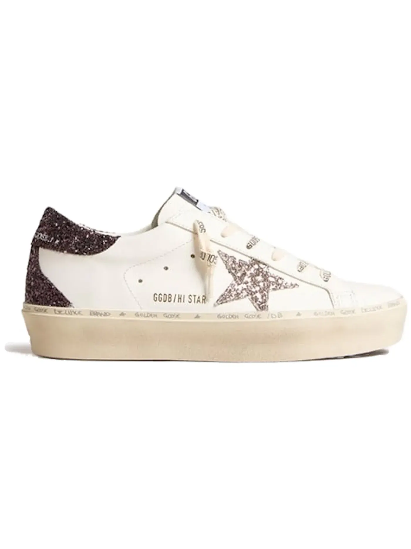 Женские кроссовки с блестками Golden Goose Hi-Star — изображение 1 из 1, белый/серебристый/серый