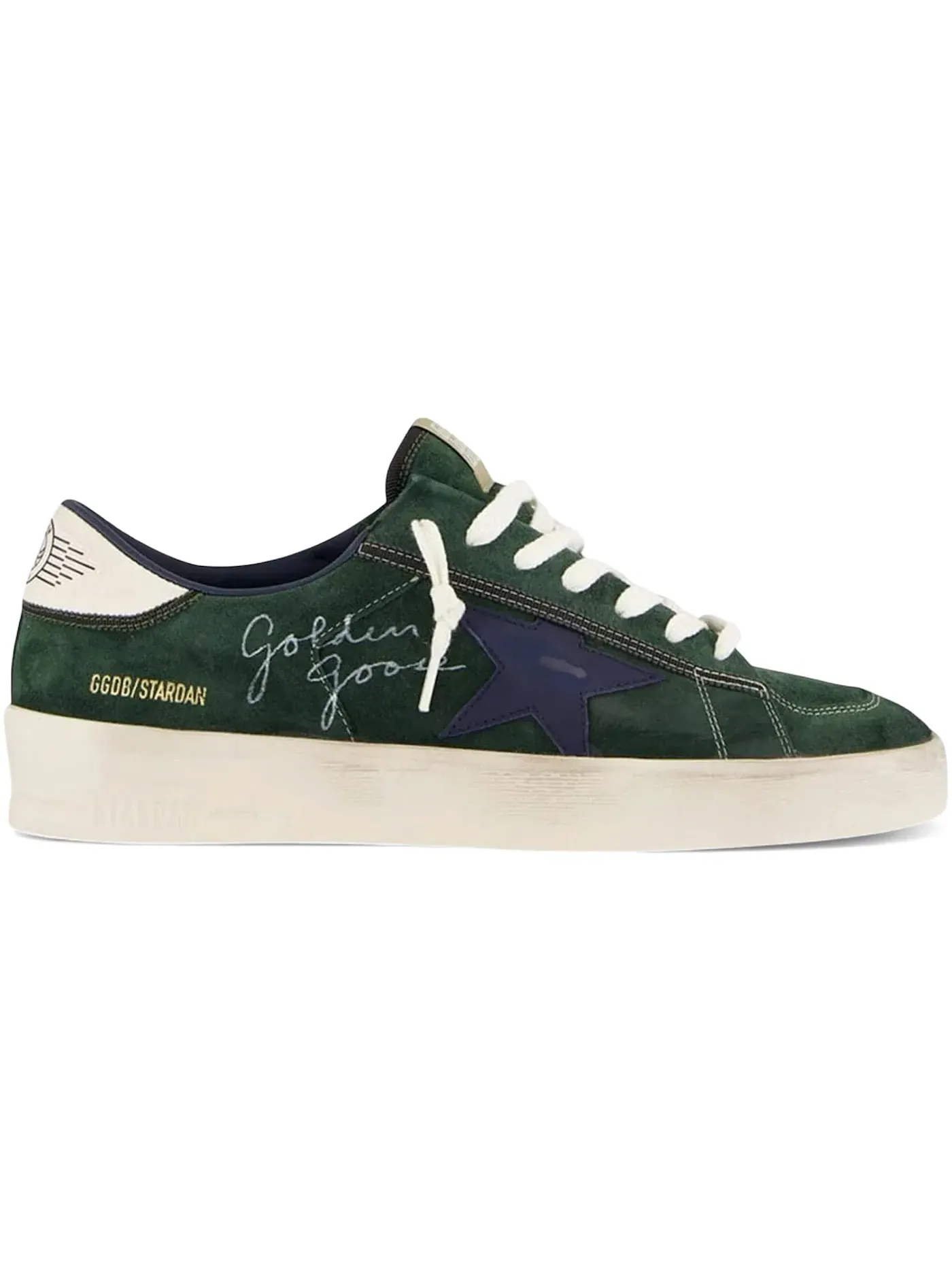 Мужские кеды с зеленым замшем и синими вставками Golden Goose Stardan