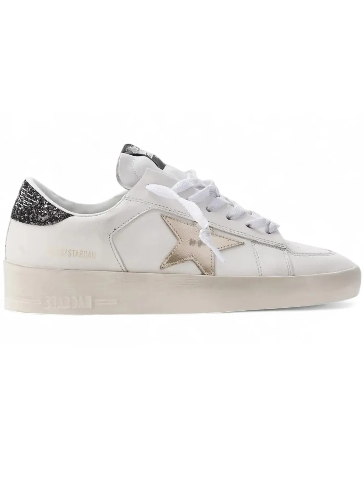Женские кроссовки с блестками Golden Goose Stardan — изображение 1 из 1, белый/золотистый/черный