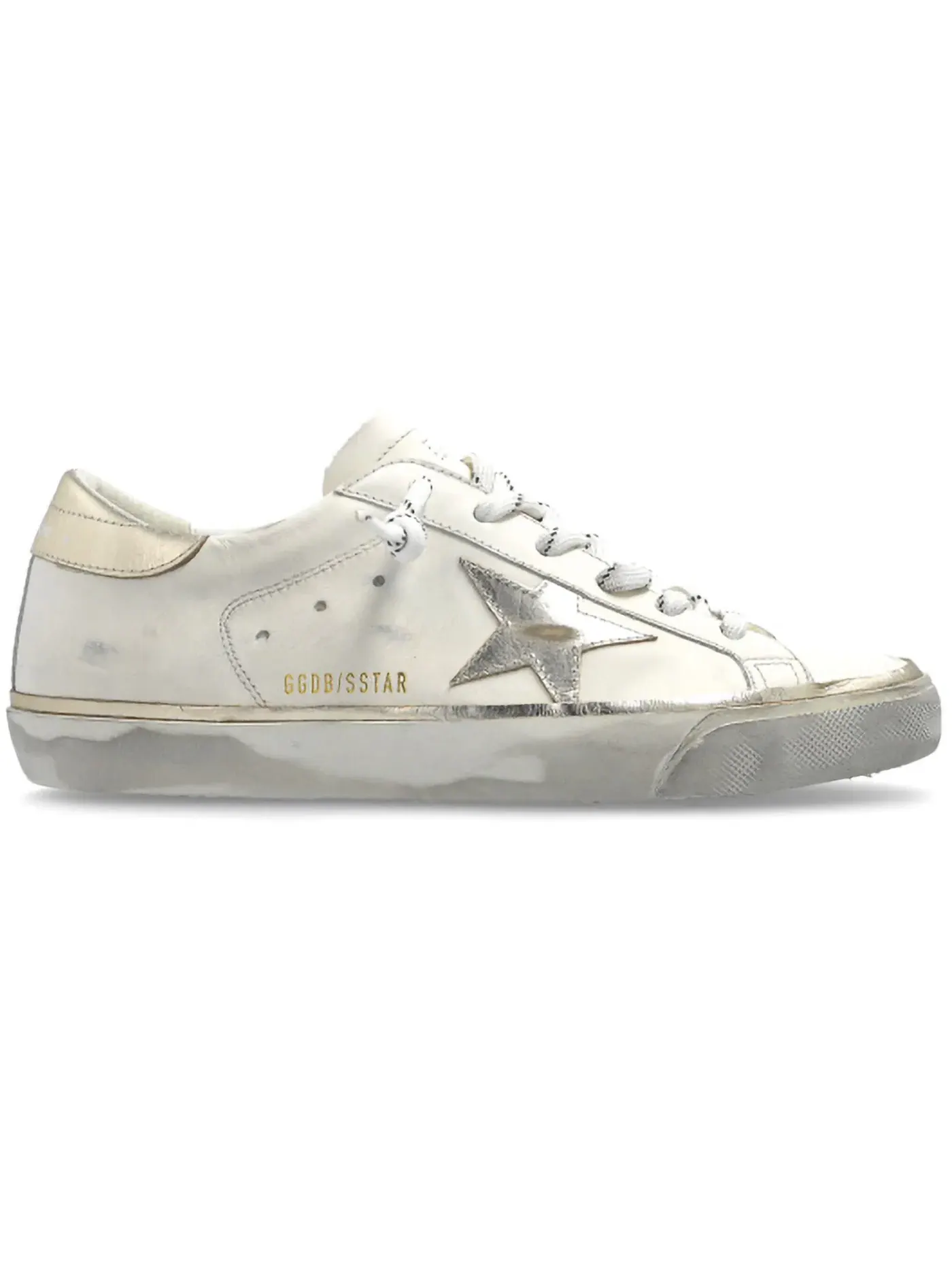 Женские кроссовки с декором Golden Goose Super-Star — изображение 1 из 1, белый/платиновый