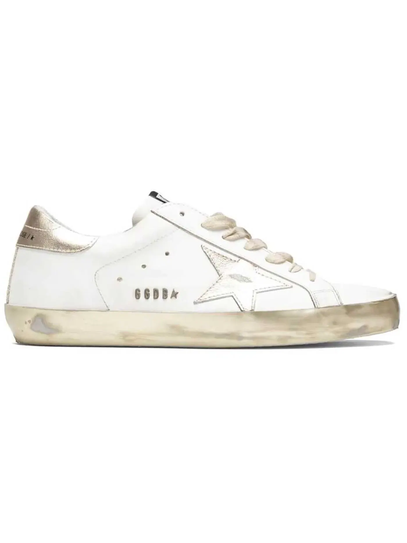 Мужские кроссовки с блестками Golden Goose Super-Star — изображение 1 из 1, белый/золотистый