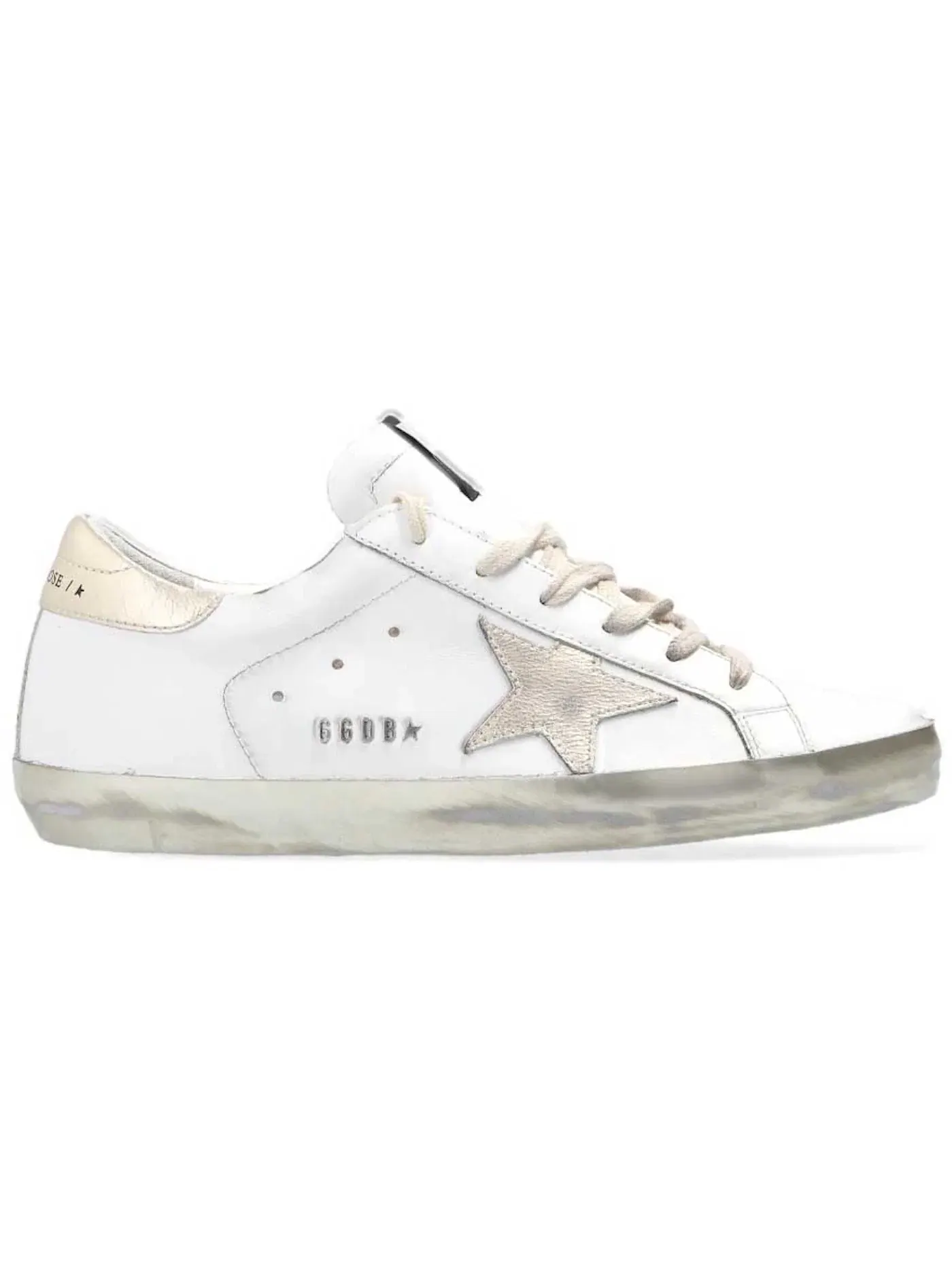 Женские кроссовки с блестками Golden Goose Super-Star — изображение 1 из 1, белый/золотистый