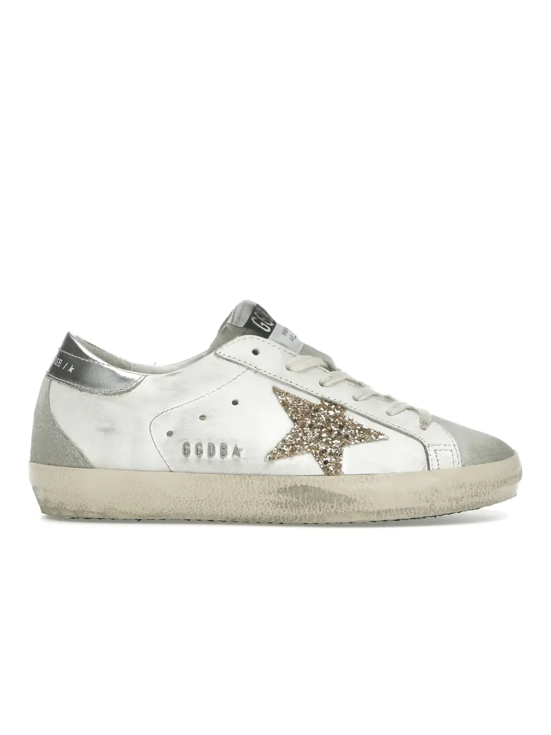 Женские кроссовки с блестками Golden Goose Super-Star — изображение 1 из 4, белый/серый/золотистый