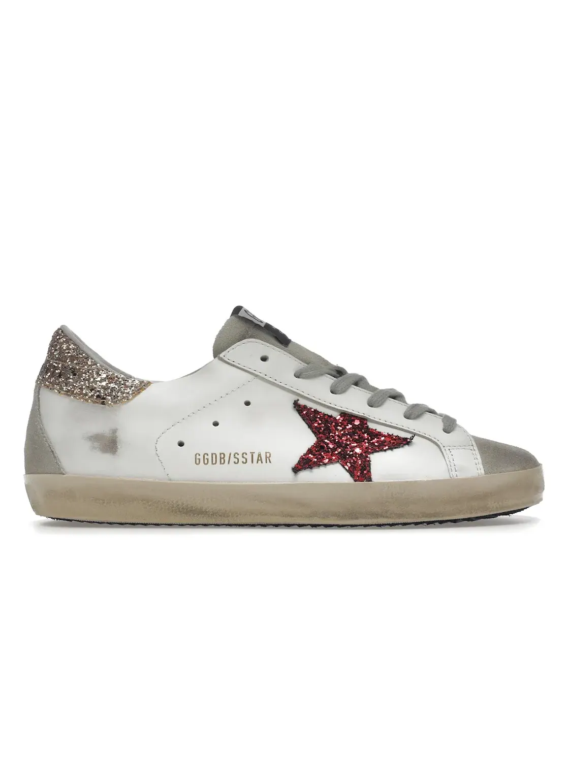 Женские кроссовки с блестками Golden Goose Super-Star — изображение 1 из 4, белый/красный
