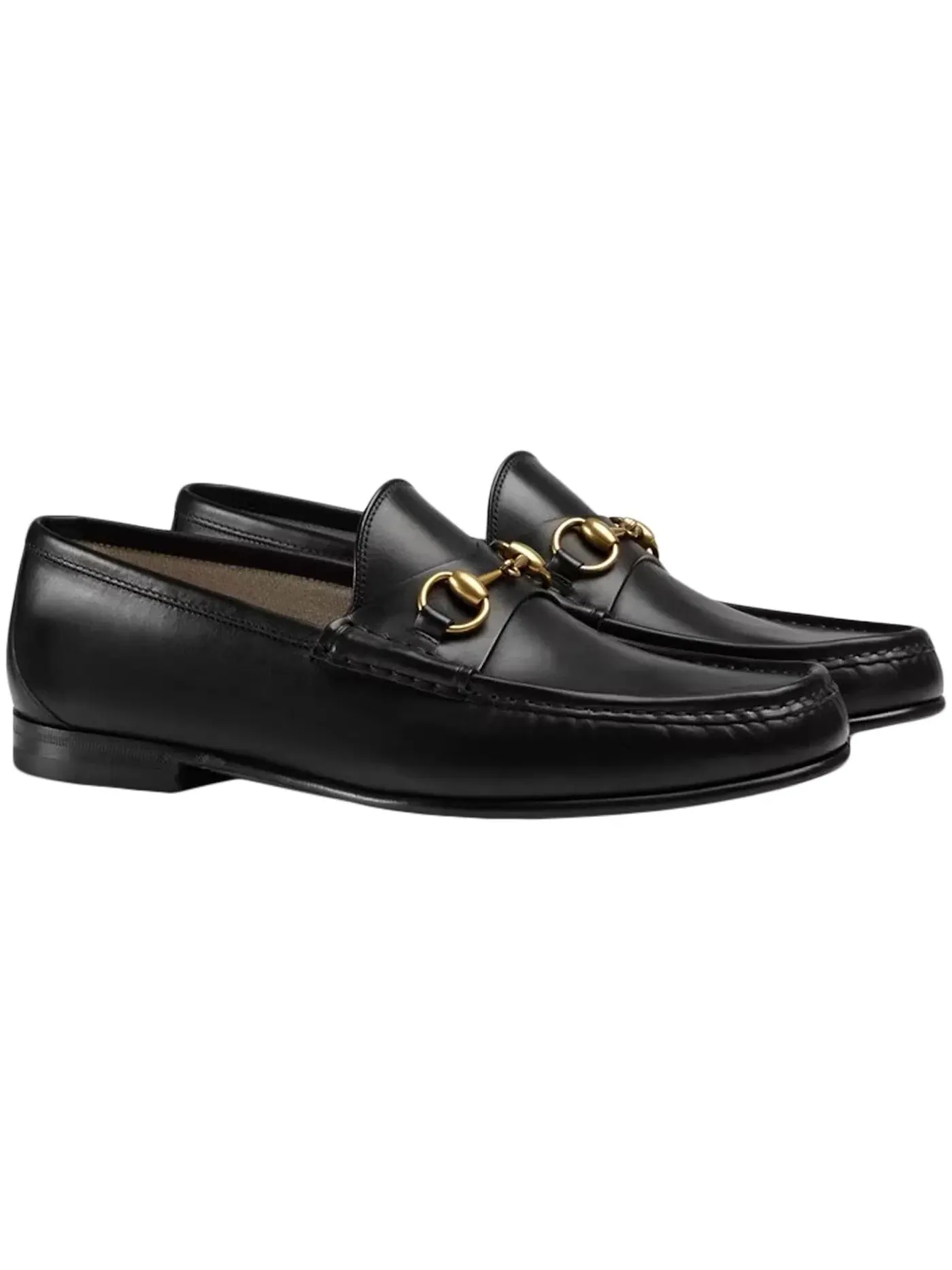 Лоферы мужские Gucci 1953 Horsebit Loafer, с конской упряжью — изображение 2 из 3, черный/золотой