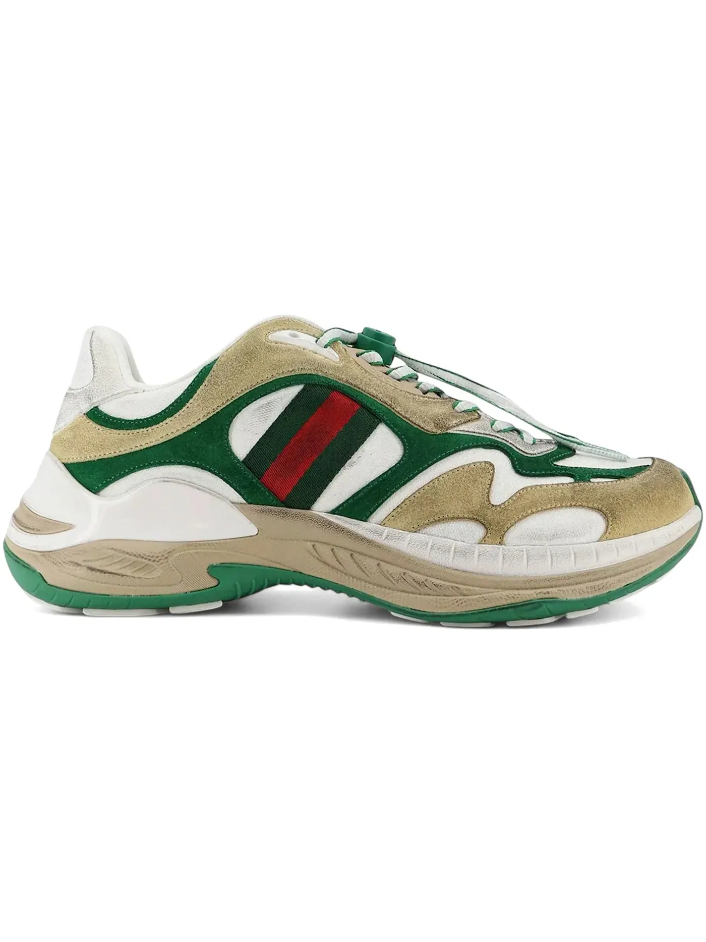 Кроссовки мужские Gucci 2.0 Sneaker, с принтом — изображение 1 из 1, белый/зеленый/желтый
