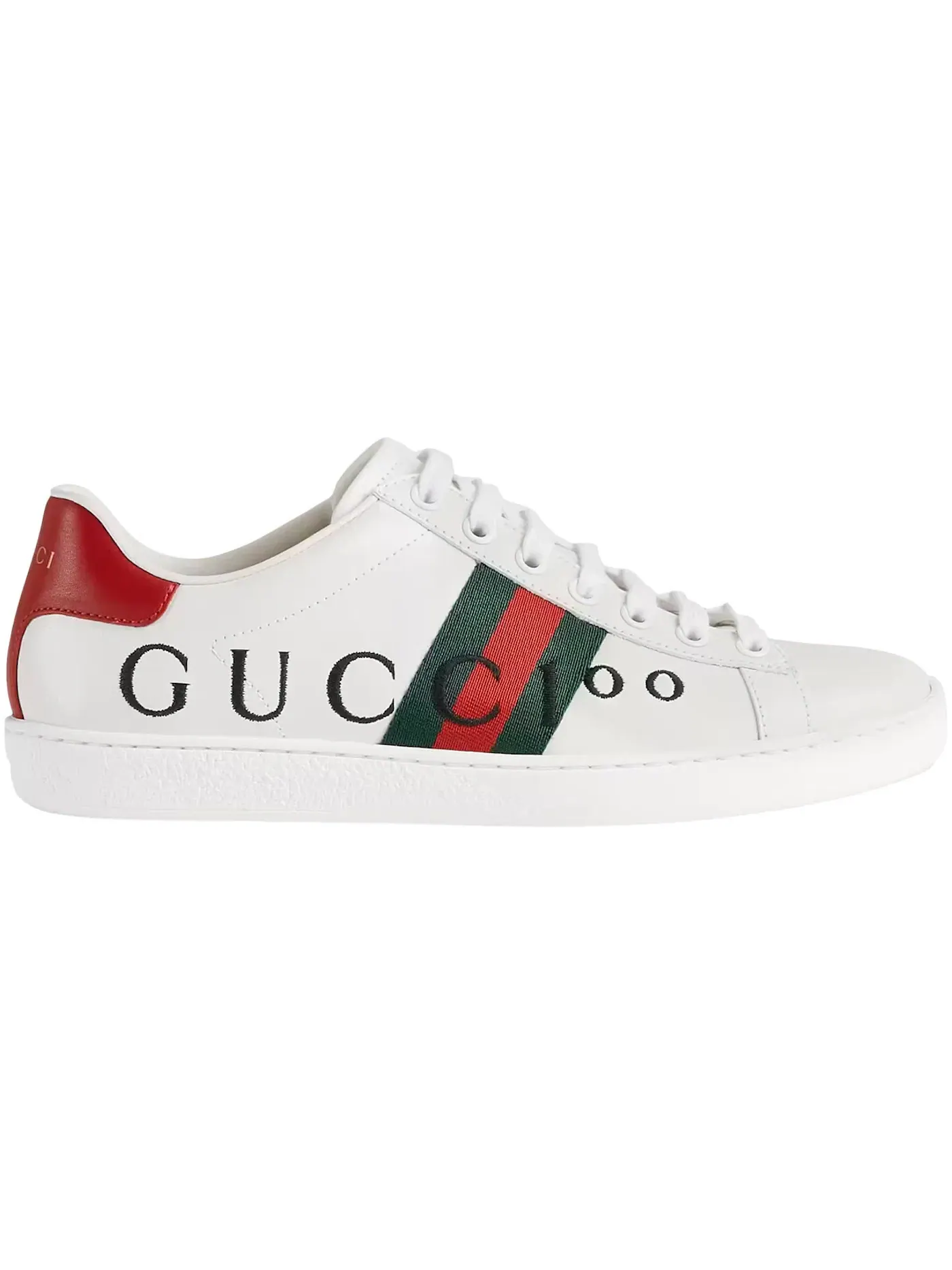 Кроссовки женские Gucci Ace, с контрастными полосами — изображение 1 из 1, белый/зеленый/красный