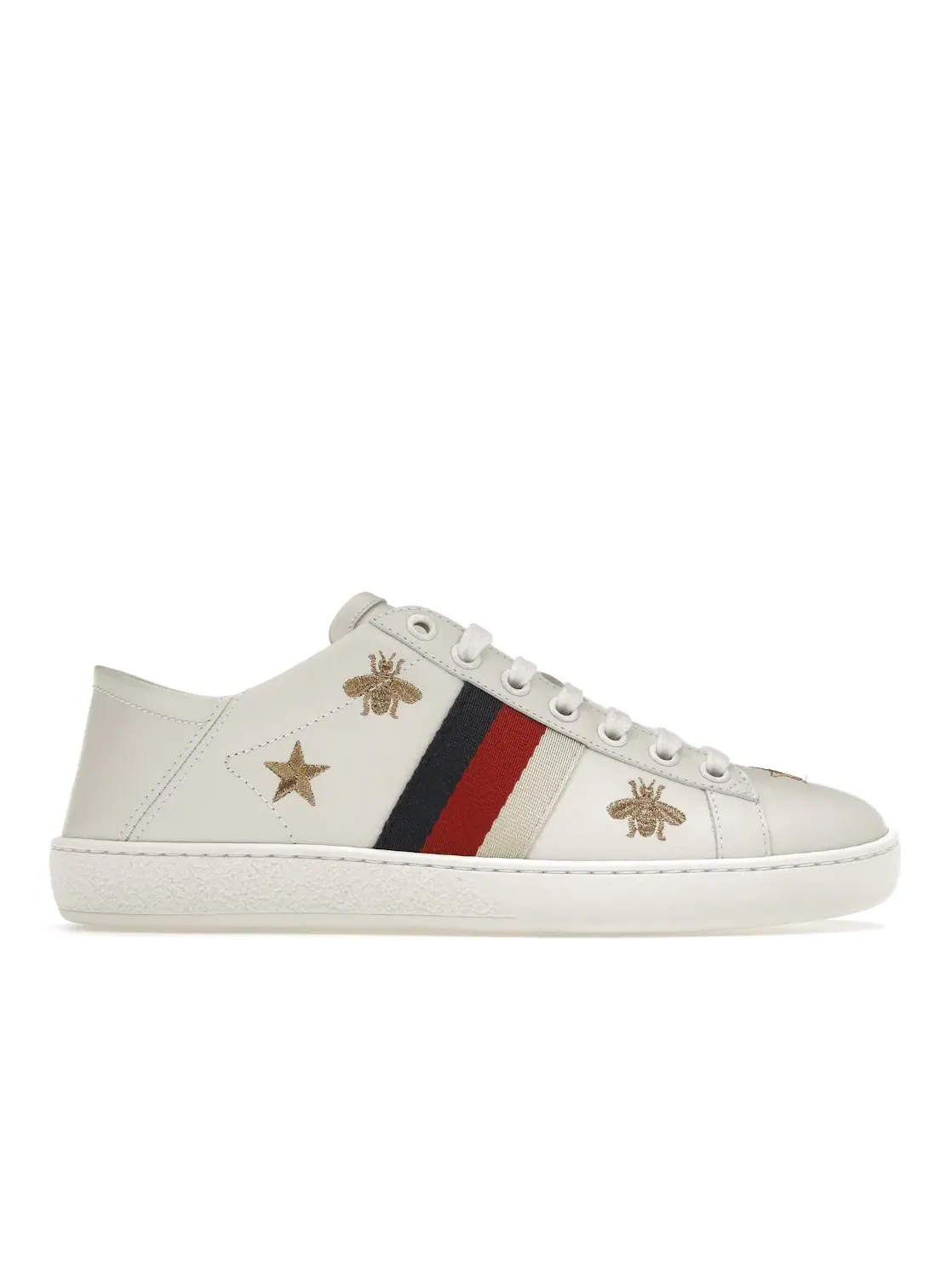 Кеды женские Gucci Ace с принтом пчелы и звезды — изображение 1 из 4, белый