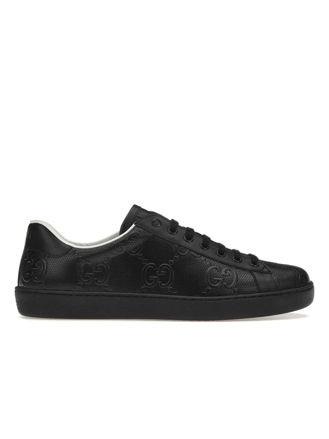 Кроссовки мужские Gucci Ace кожаные, с принтом GG — изображение 1 из 4, черный