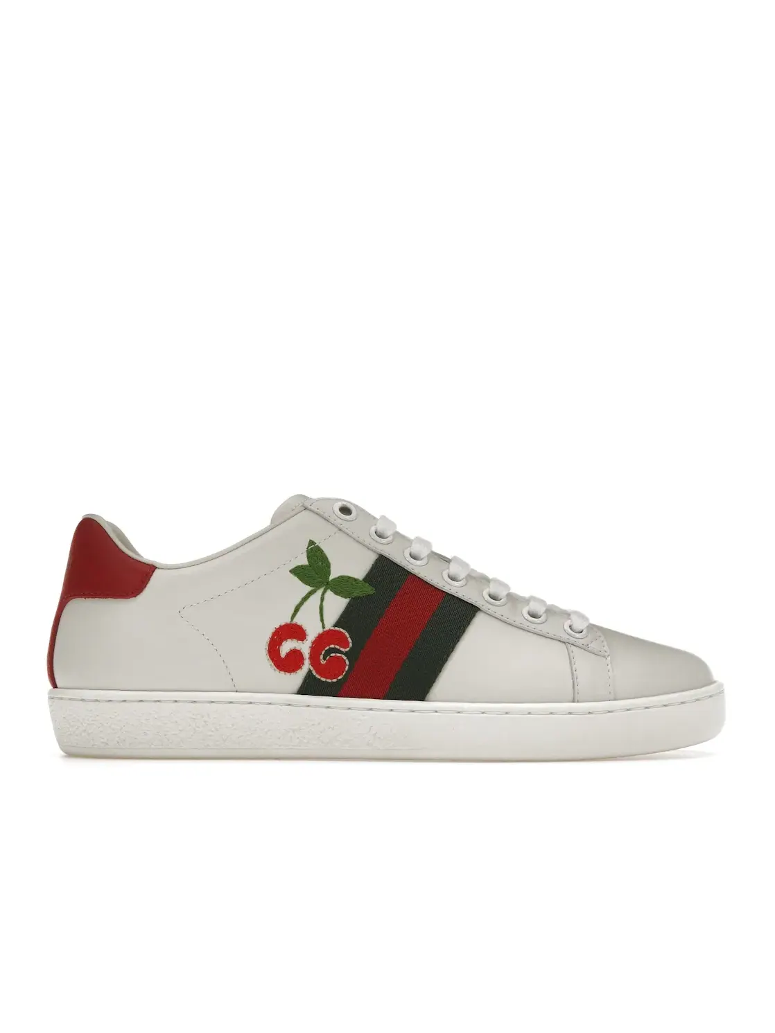 Кроссовки женские Gucci Ace, с принтом вишни — изображение 1 из 4, белый/красный/зеленый