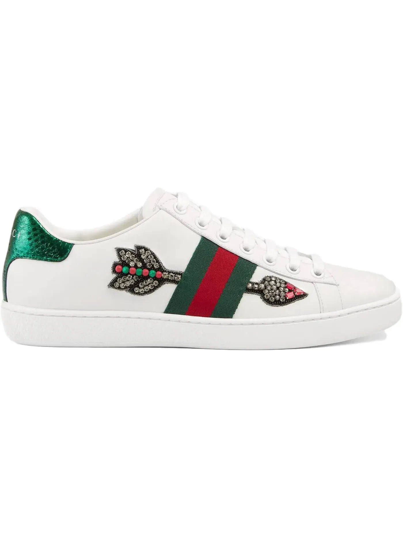 Кеды женские Gucci Ace, кожаные, с принтом стрелы — изображение 1 из 1, белый