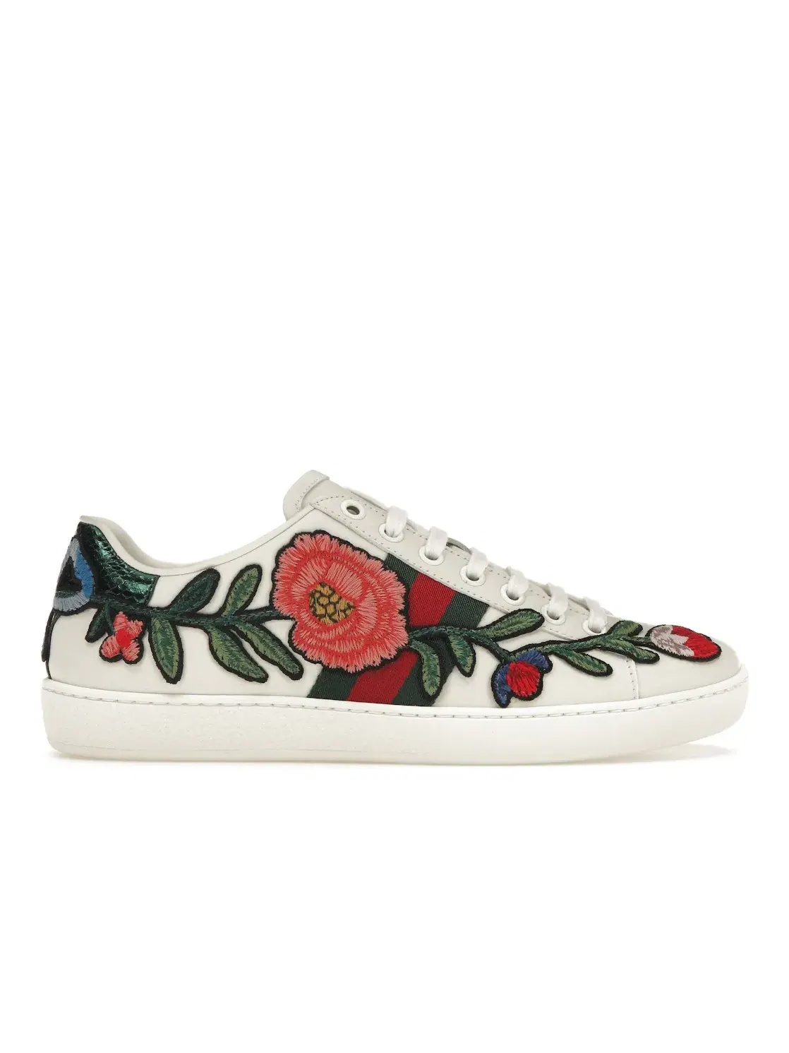 Кеды женские Gucci Ace с принтом — изображение 1 из 4, белый/красный/зеленый