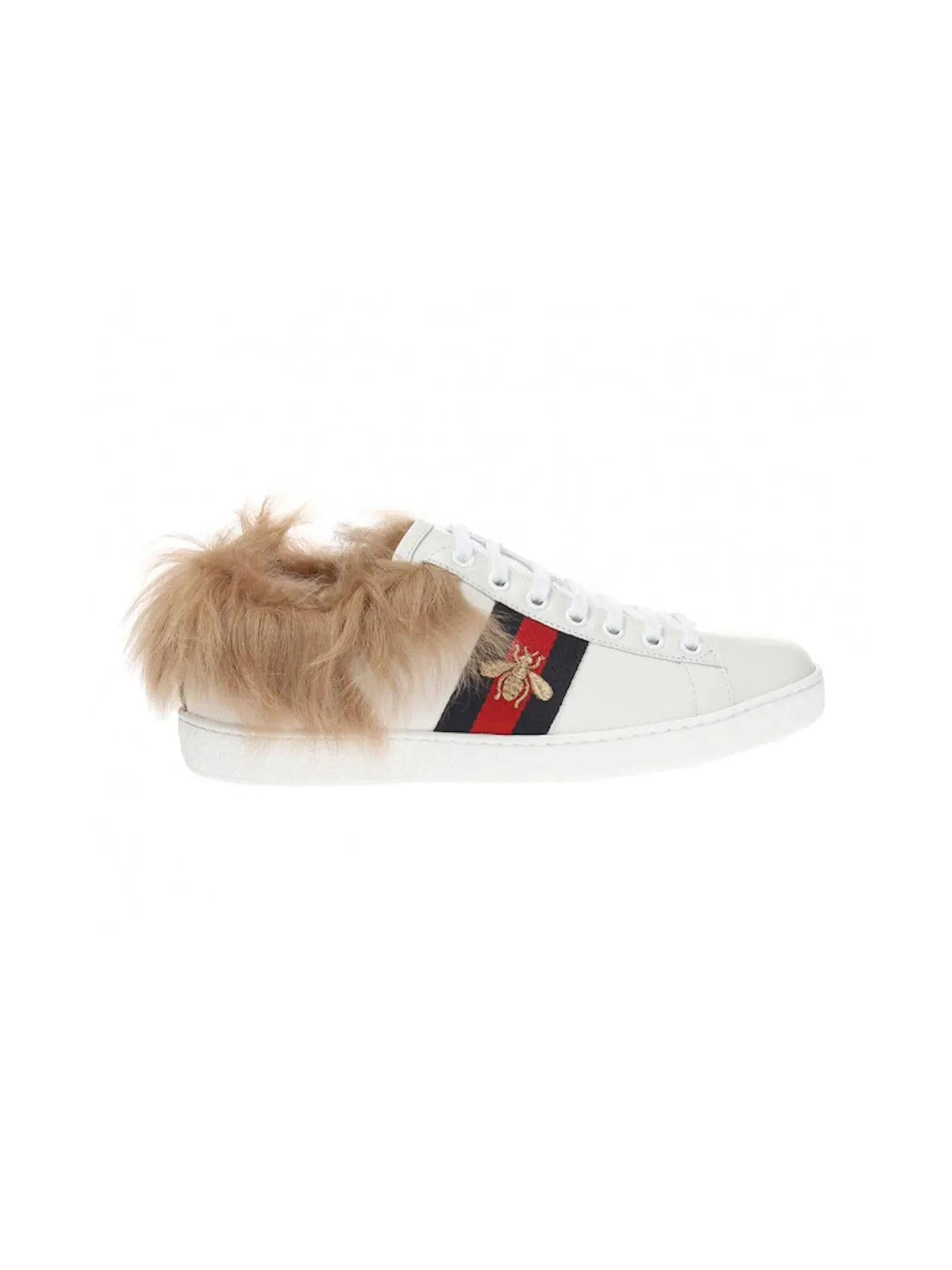 Кроссовки женские Gucci Ace Fur, с мехом — изображение 1 из 1, белый