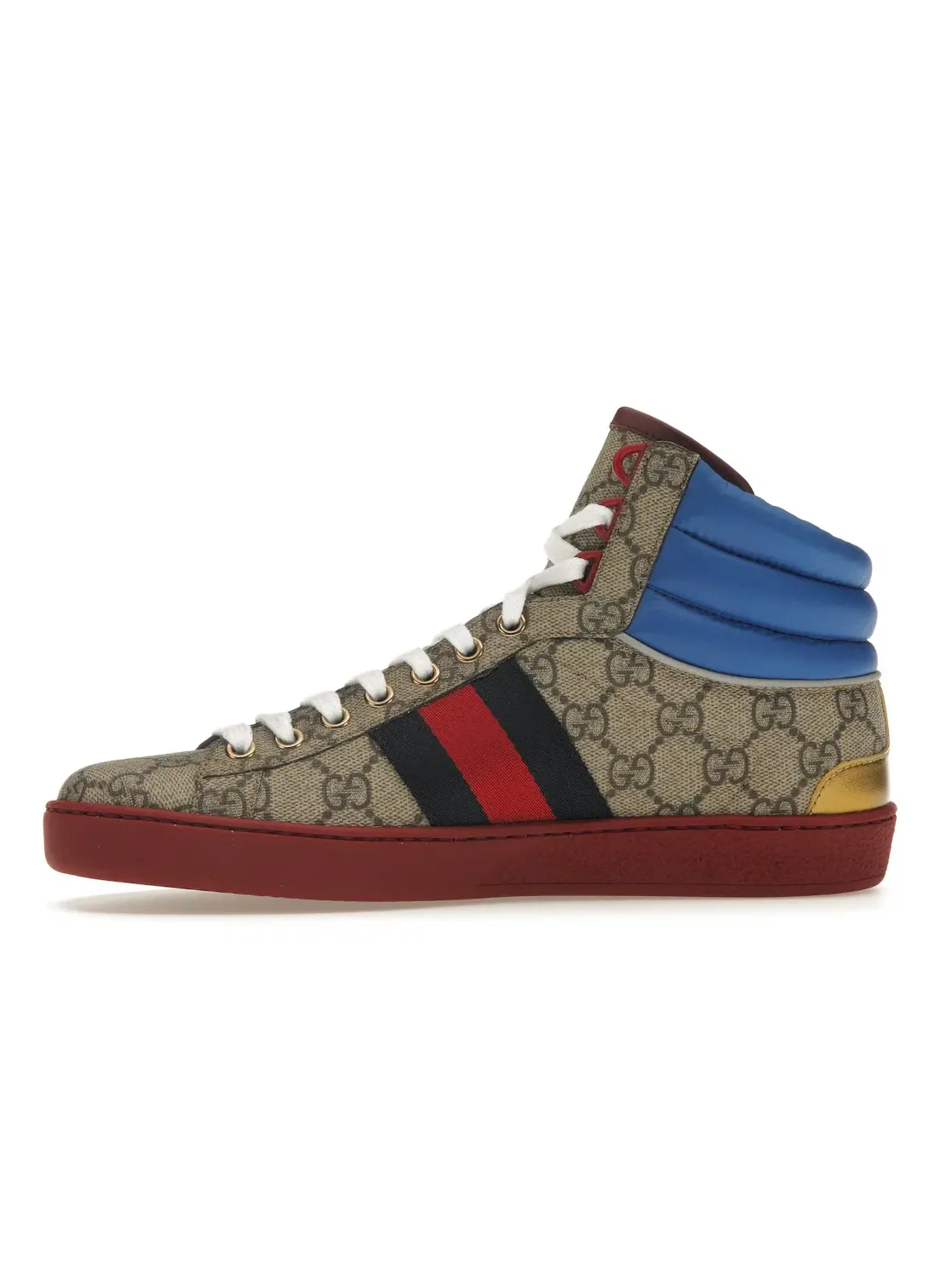 Кеды мужские Gucci Ace GG High Top, с принтом GG — изображение 3 из 4, бежевый