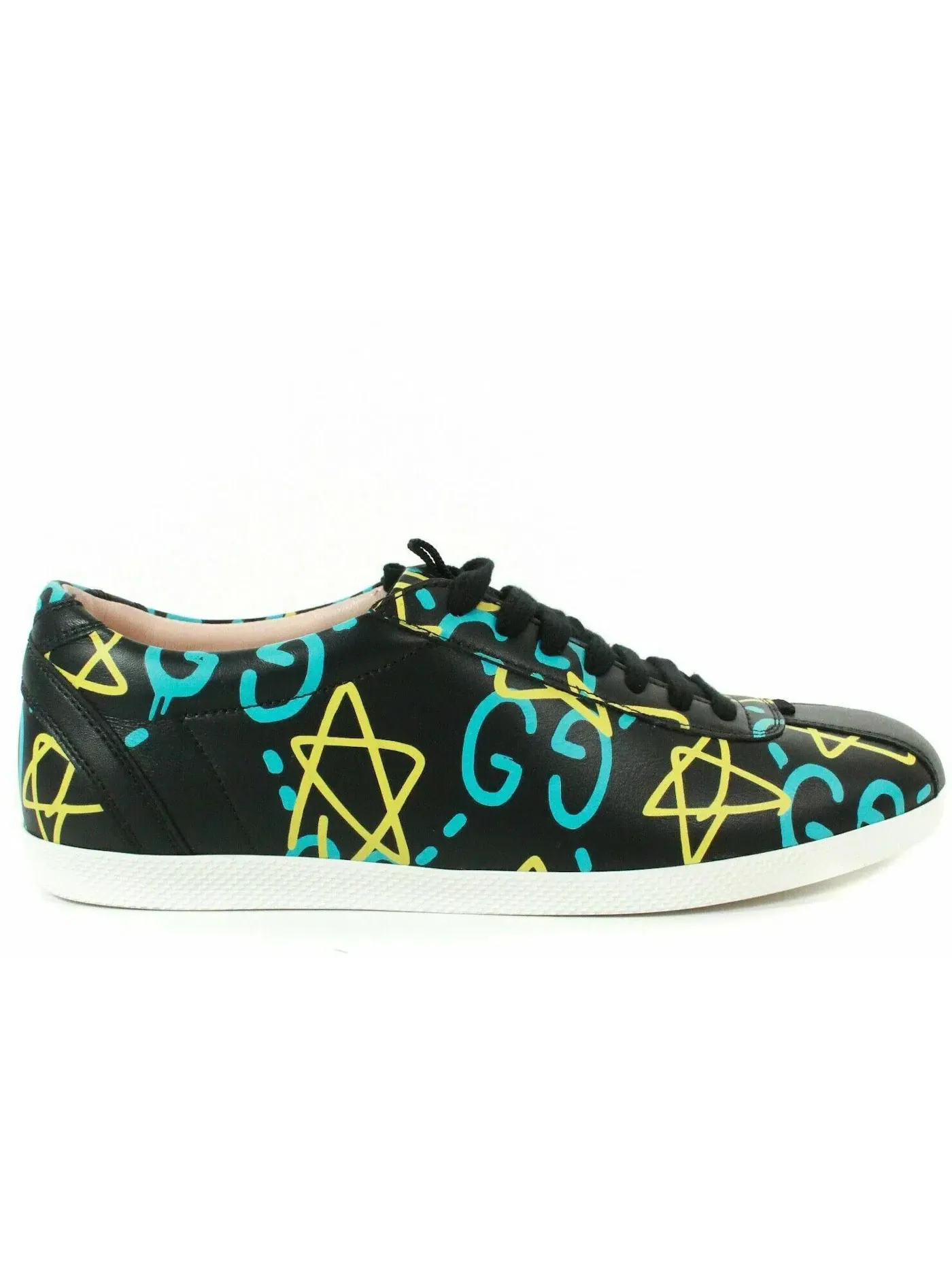 Кроссовки женские Gucci Ace, с принтом Graffiti Ghost Stars — изображение 1 из 1, черный/синий/желтый