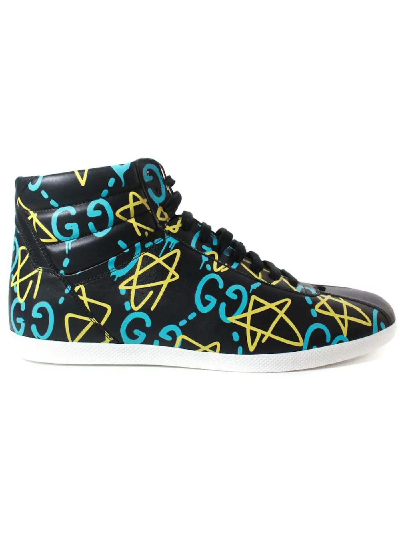 Кроссовки мужские Gucci Ace High-Top с принтом Ghost Stars — изображение 1 из 1, черный/синий/желтый