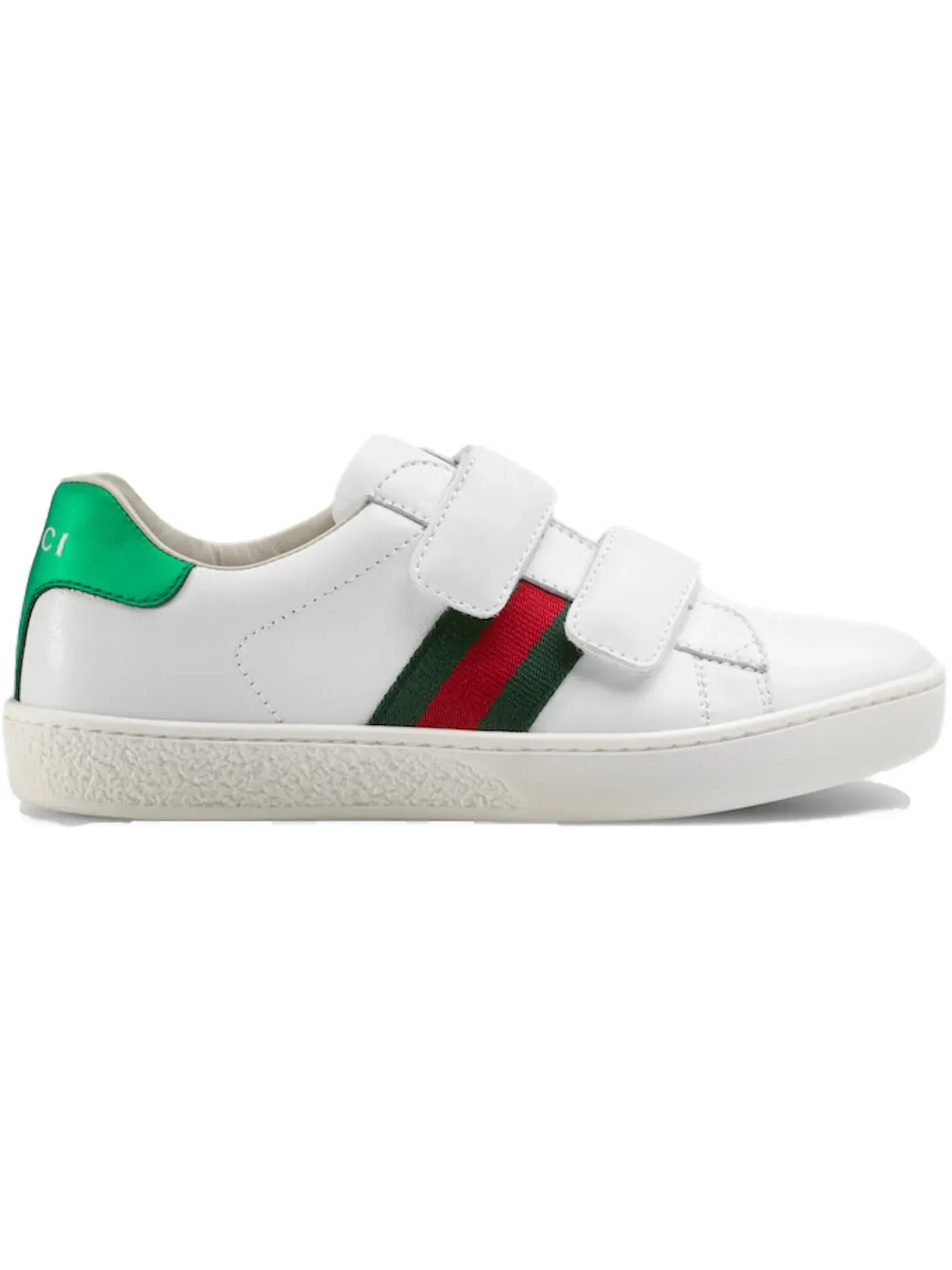 Детские кеды Gucci Ace Leather Strap Sneaker, кожаные, с фирменными полосками — изображение 1 из 1, белый