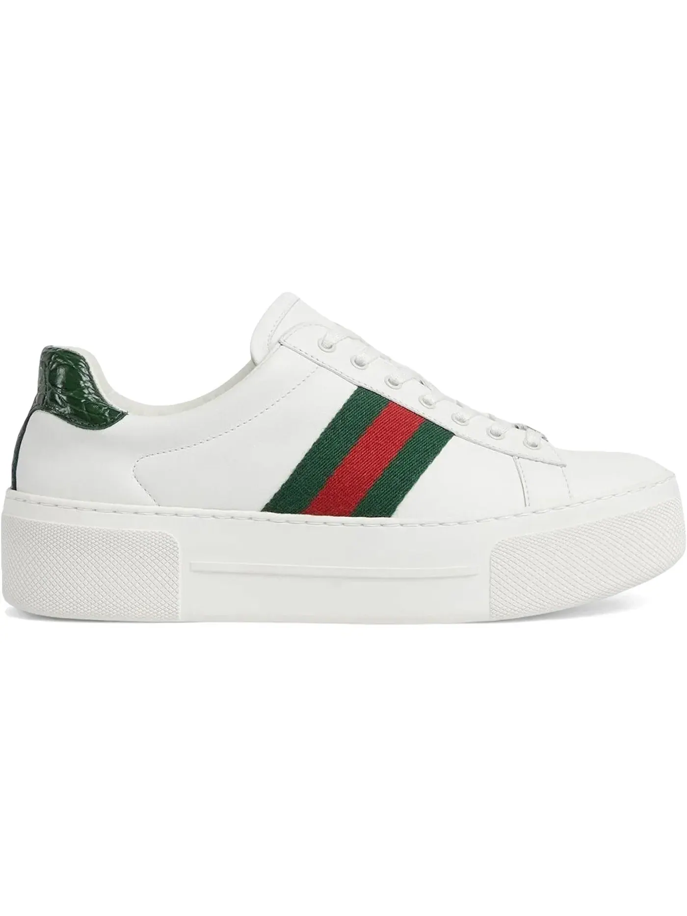 Кеды женские Gucci Ace Low с принтом — изображение 1 из 1, белый/зеленый