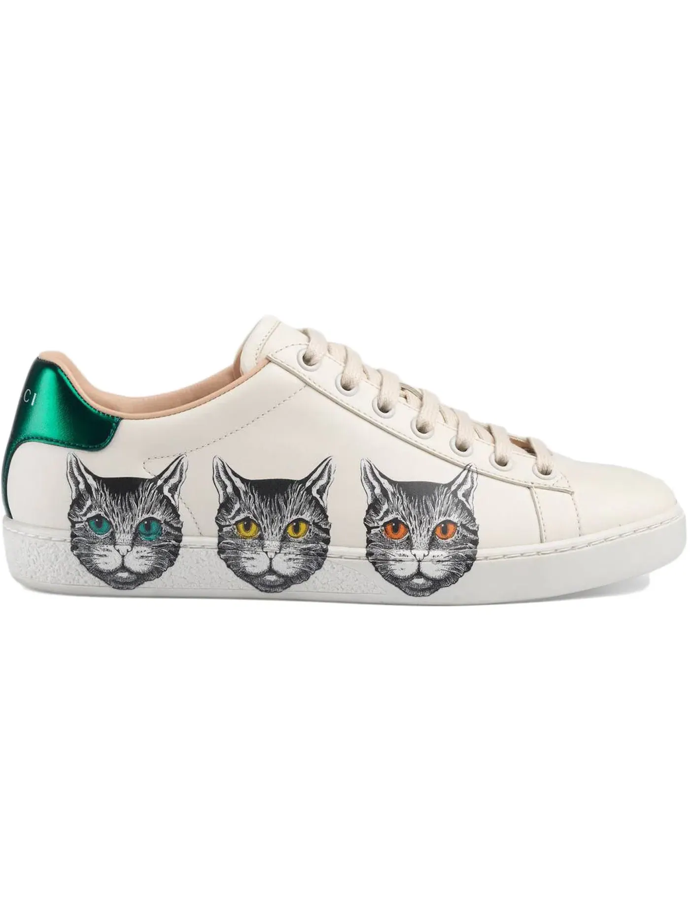 Кеды женские Gucci Ace Mystic Cat, кожаные, с принтом — изображение 1 из 1, белый