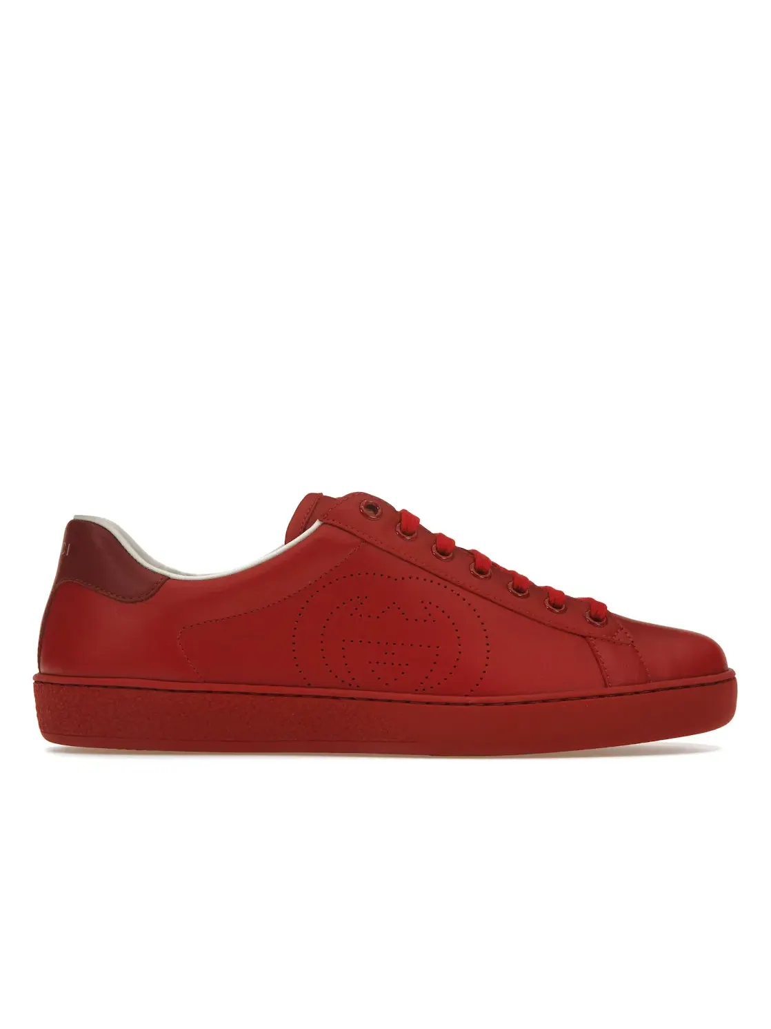 Кеды Gucci Ace, перфорированная кожа, красная полоса — изображение 1 из 4, белый