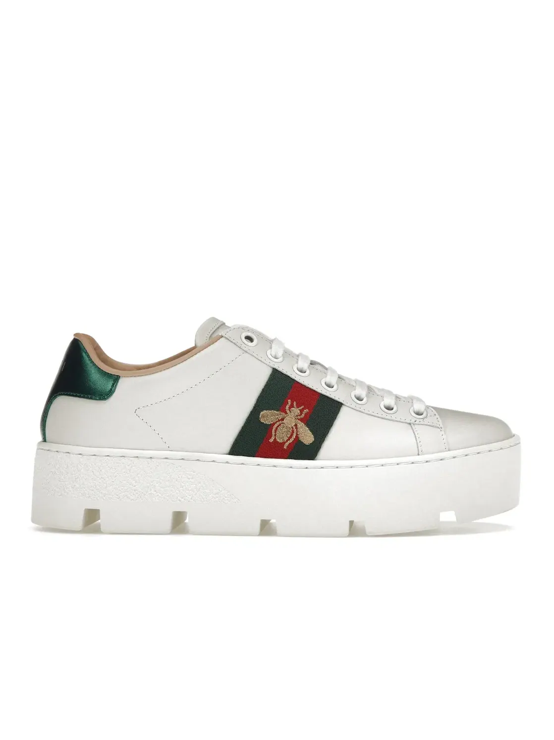 Кеды женские Gucci Ace с платформой, кожаные — изображение 1 из 4, белый