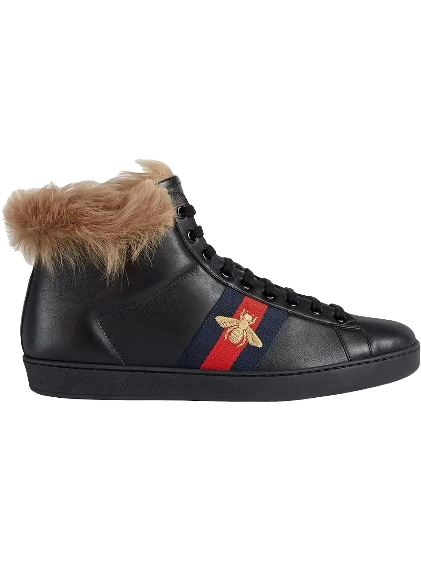 Кеды Gucci Ace Stripe High-Top, высокие, кожаные, с фирменными полосками — изображение 1 из 1