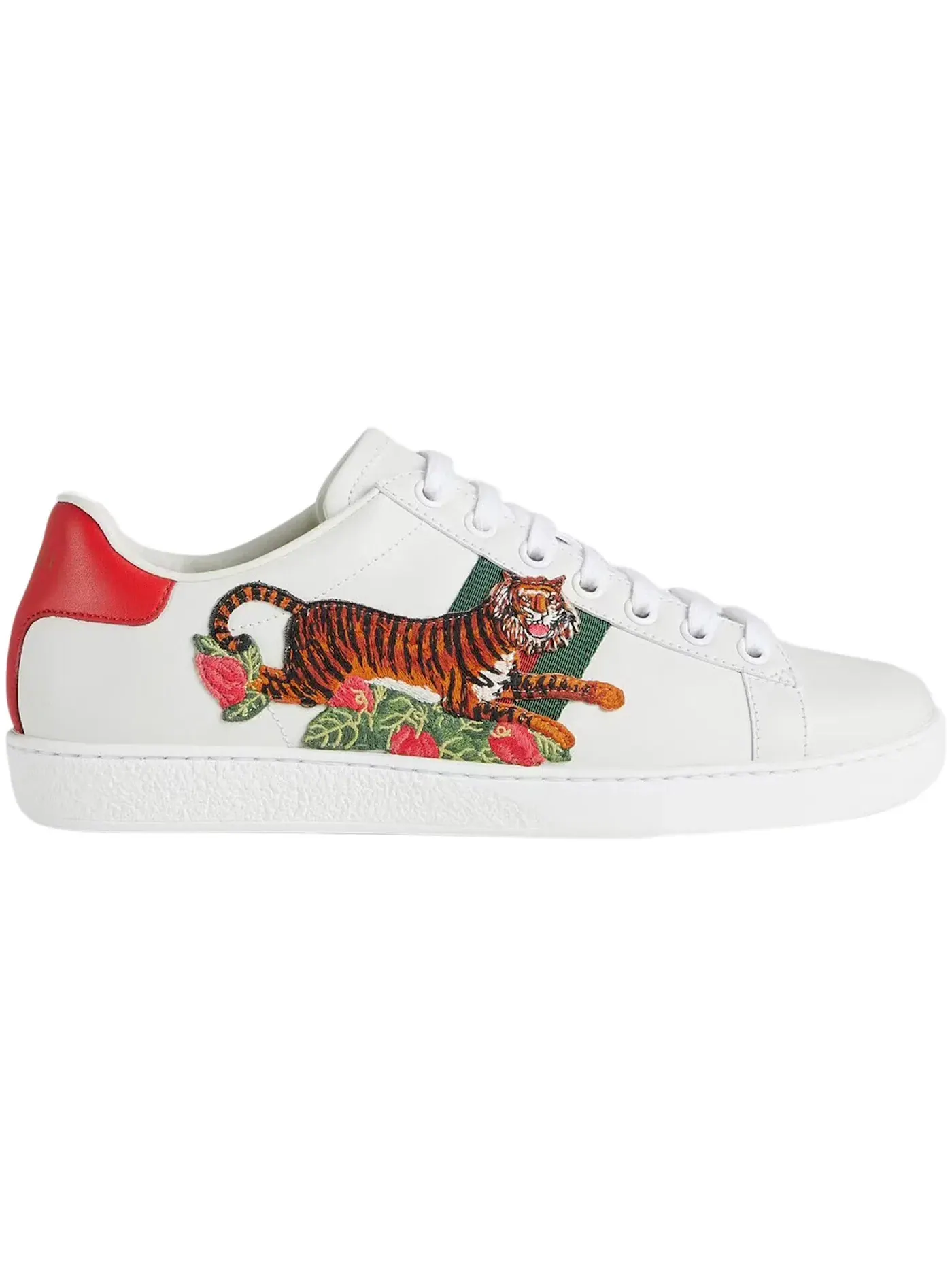 Кеды женские Gucci Ace с принтом Tiger Red — изображение 1 из 1, белый/оранжевый