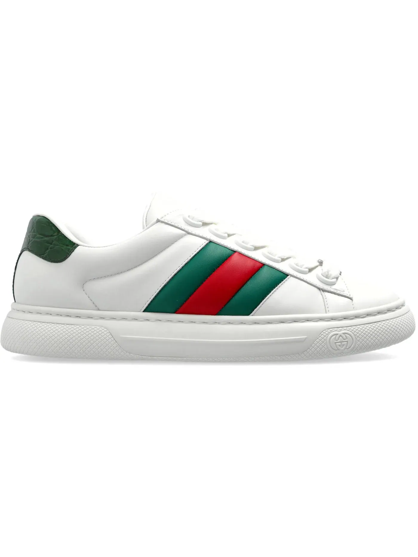 Кроссовки мужские Gucci Ace Web Strap, с полосками Web — изображение 1 из 1, белый/зеленый/красный