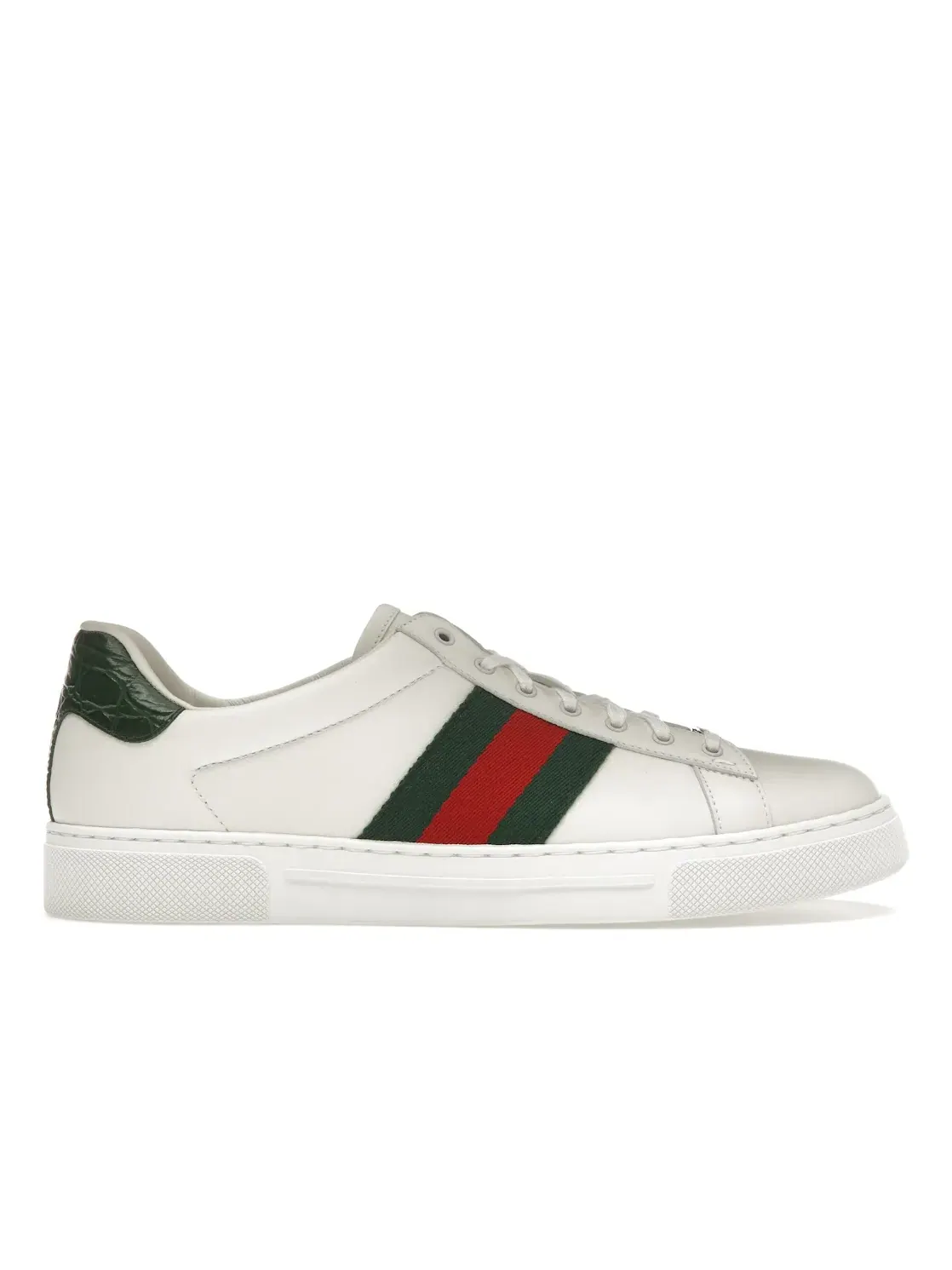 Кеды Gucci Ace Web, кожаные, с принтом Web — изображение 1 из 4, белый/зеленый/красный