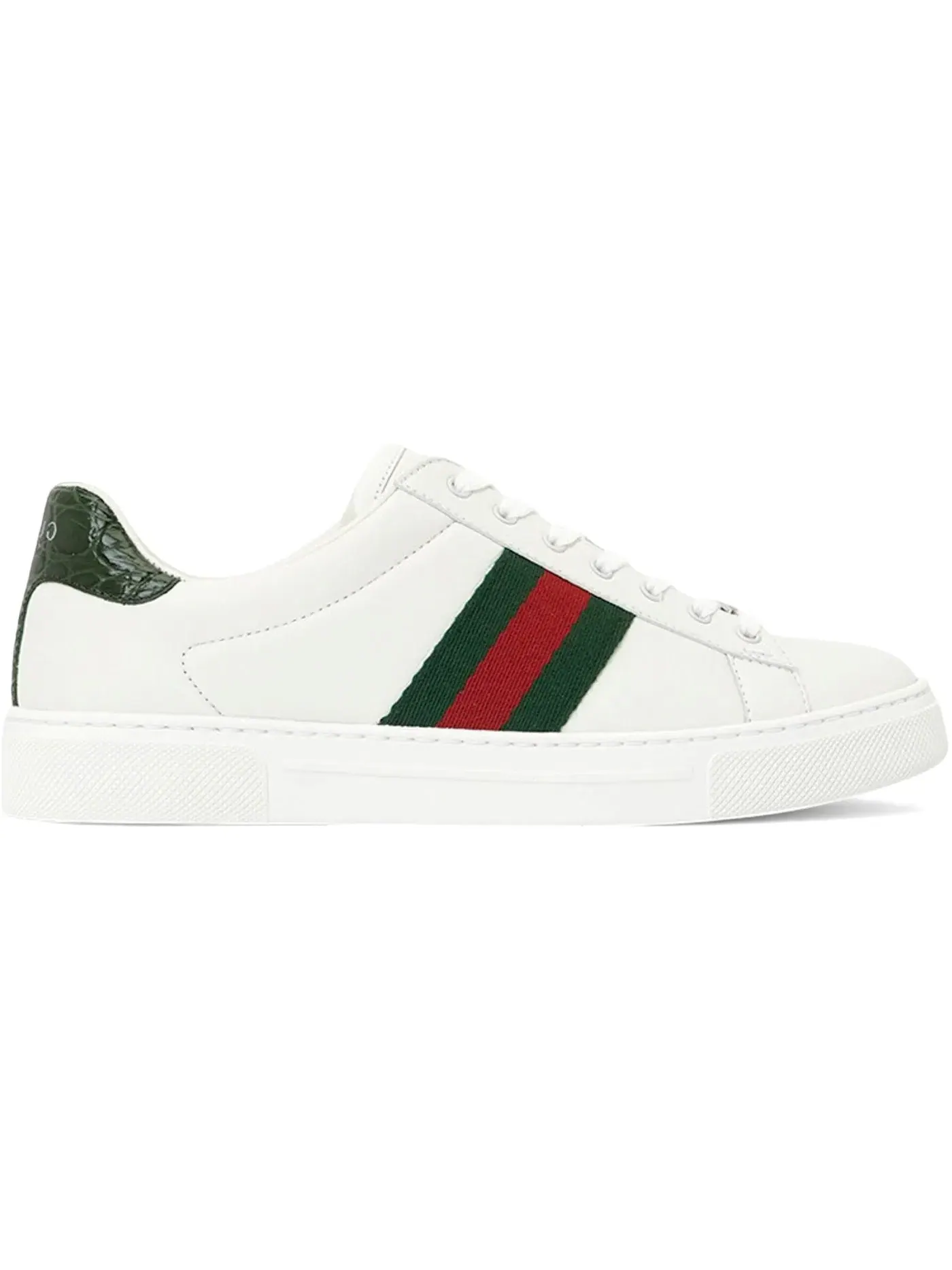 Кеды женские Gucci Ace Web, кожаные, с принтом Web — изображение 1 из 1, белый/зеленый/красный