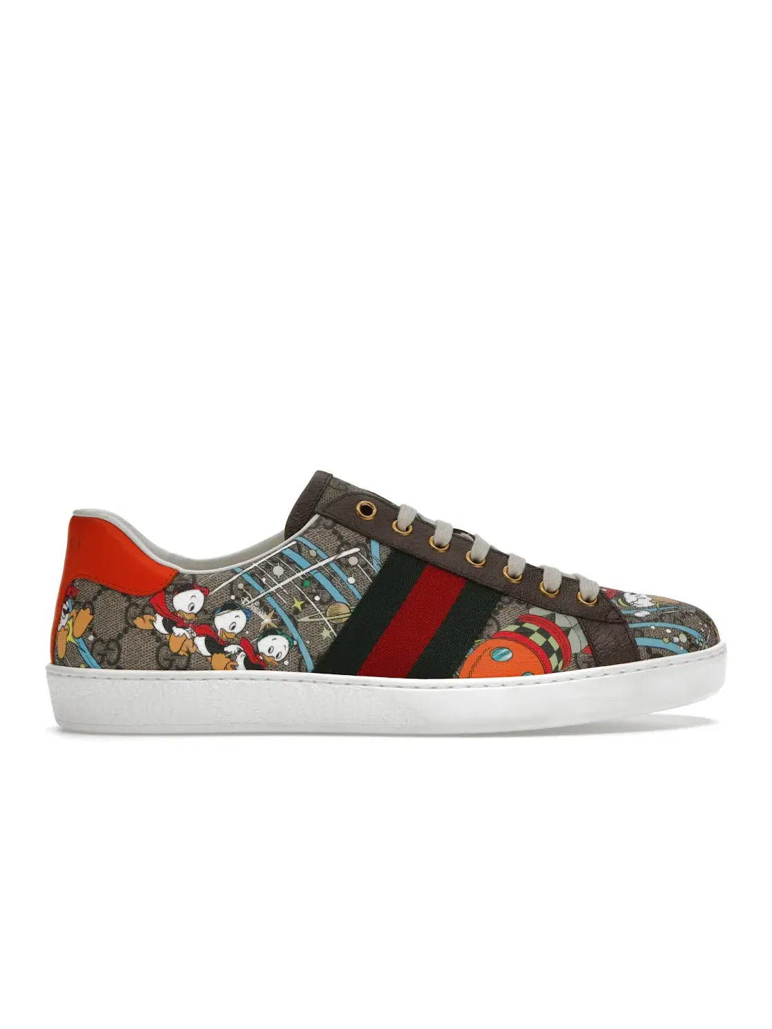 Кеды мужские Gucci Ace с принтом Huey, Dewey, Louie — изображение 1 из 4, коричневый/мульти