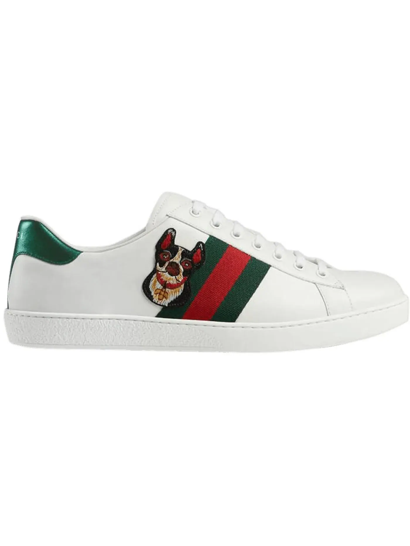 Кеды женские Gucci Ace с принтом собаки — изображение 1 из 1, белый/красный/зеленый