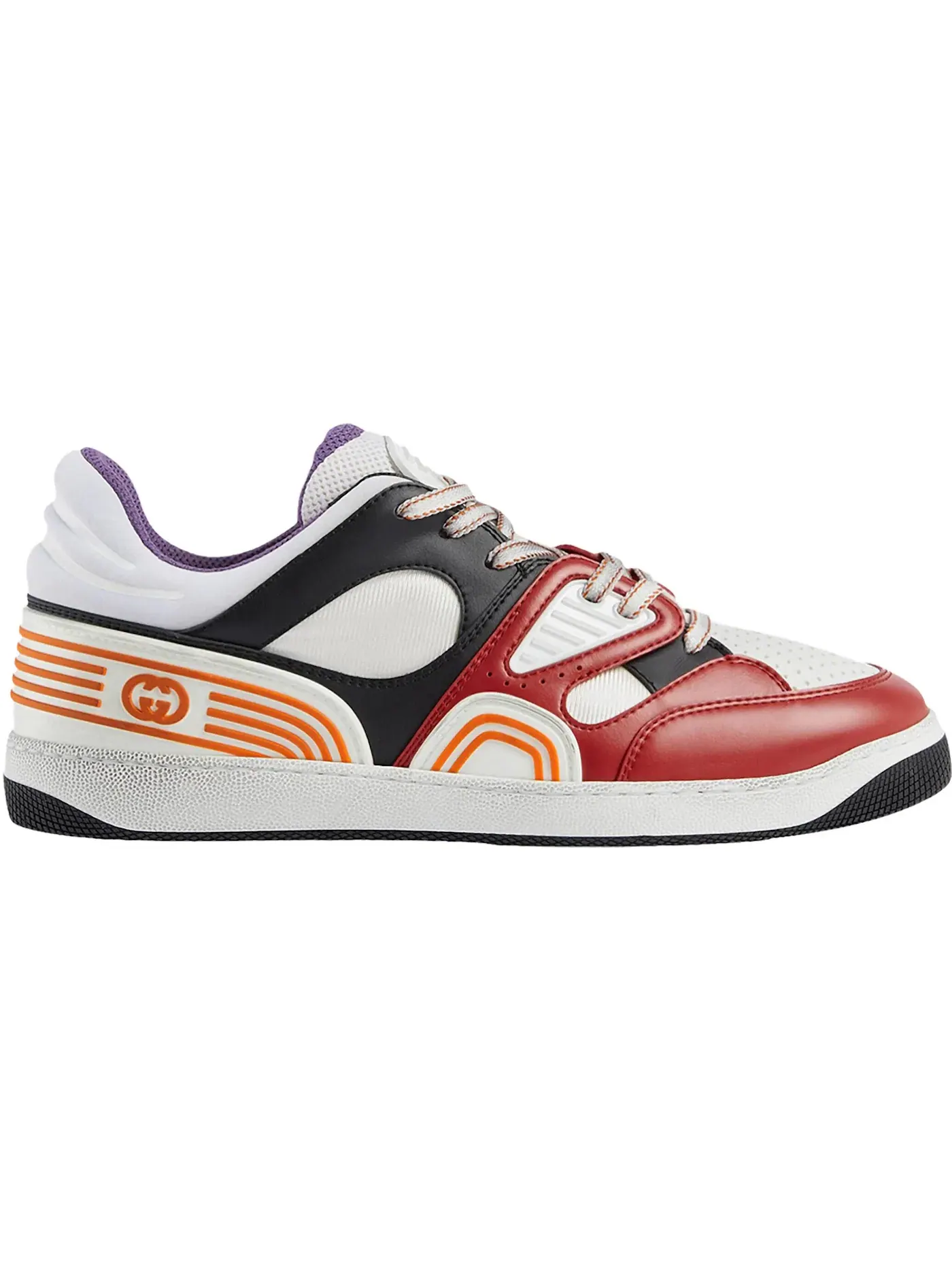 Кеды Gucci Basket Low-Top Sneaker, кожаные — изображение 1 из 3, красно-черный