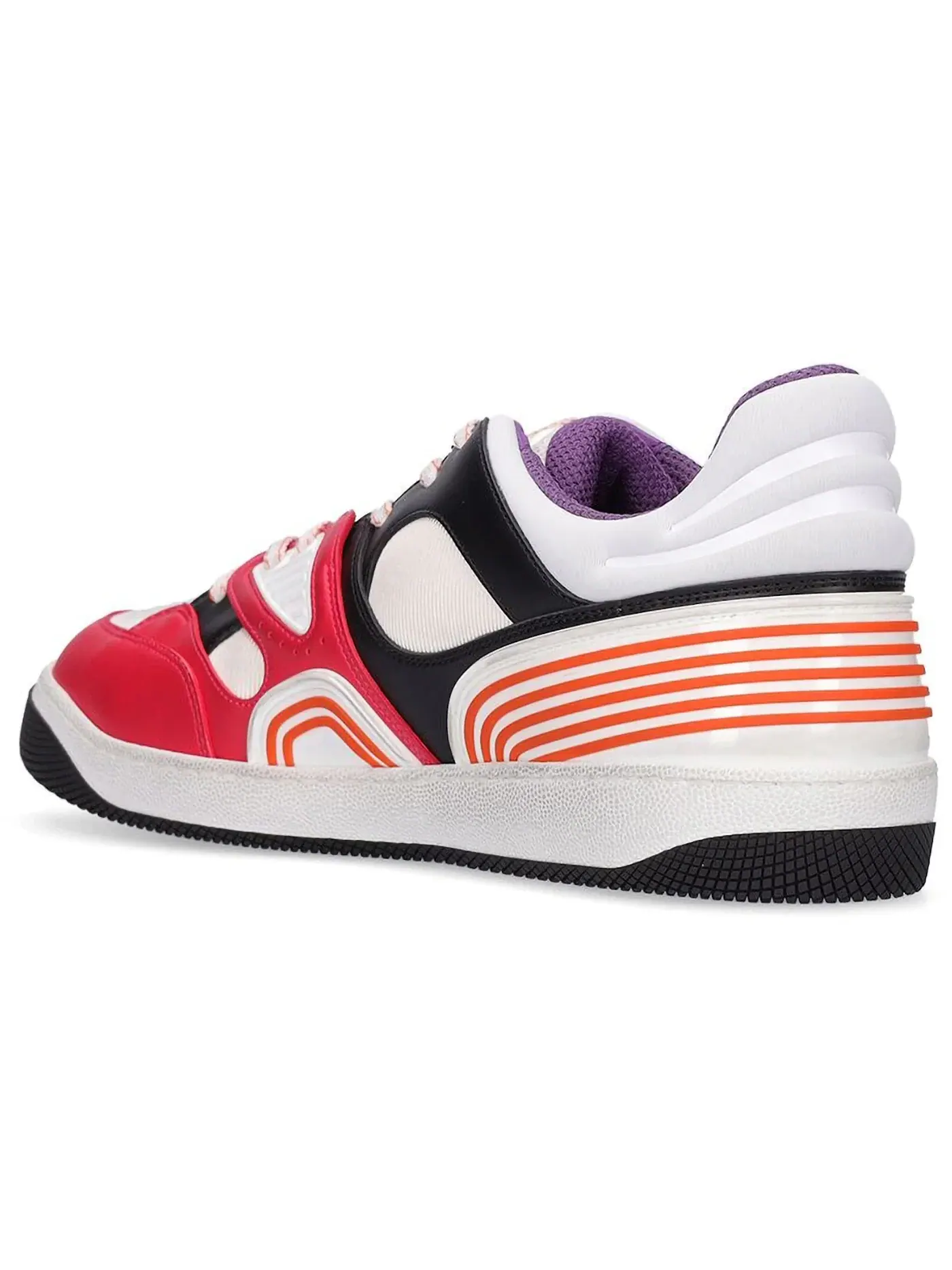 Кеды Gucci Basket Low-Top Sneaker, кожаные — изображение 2 из 3, красно-черный