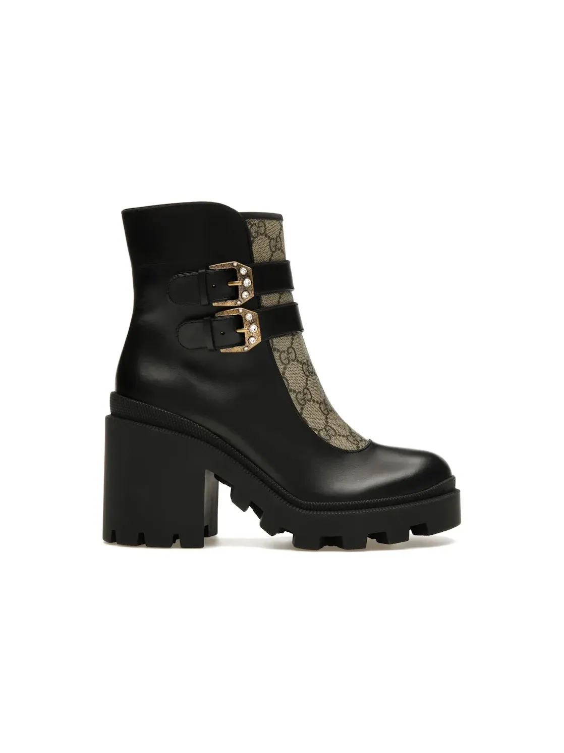 Ботинки женские Gucci Buckles Ankle Boots, с пряжками — изображение 1 из 4, черный/бежевый