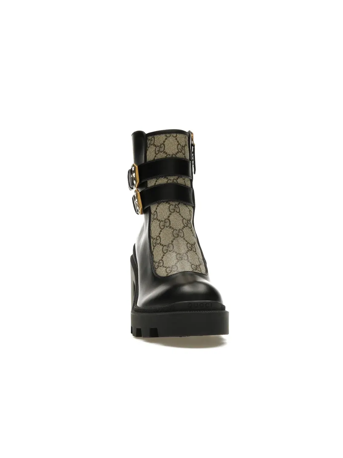 Ботинки женские Gucci Buckles Ankle Boots, с пряжками — изображение 2 из 4, черный/бежевый
