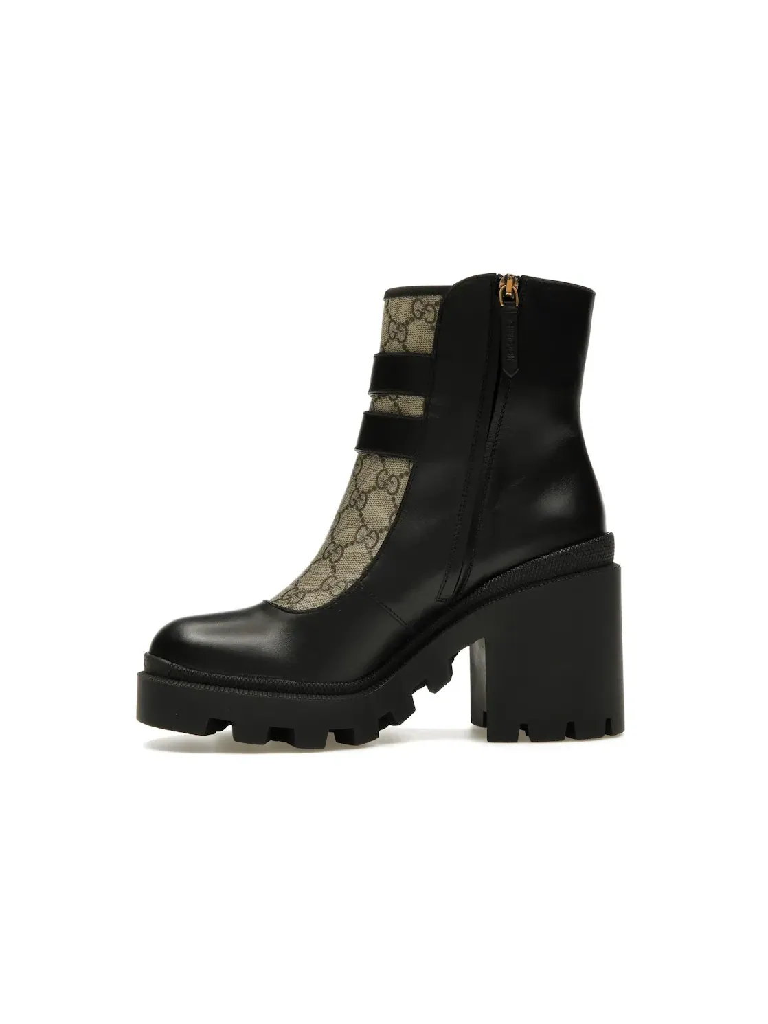 Ботинки женские Gucci Buckles Ankle Boots, с пряжками — изображение 3 из 4, черный/бежевый