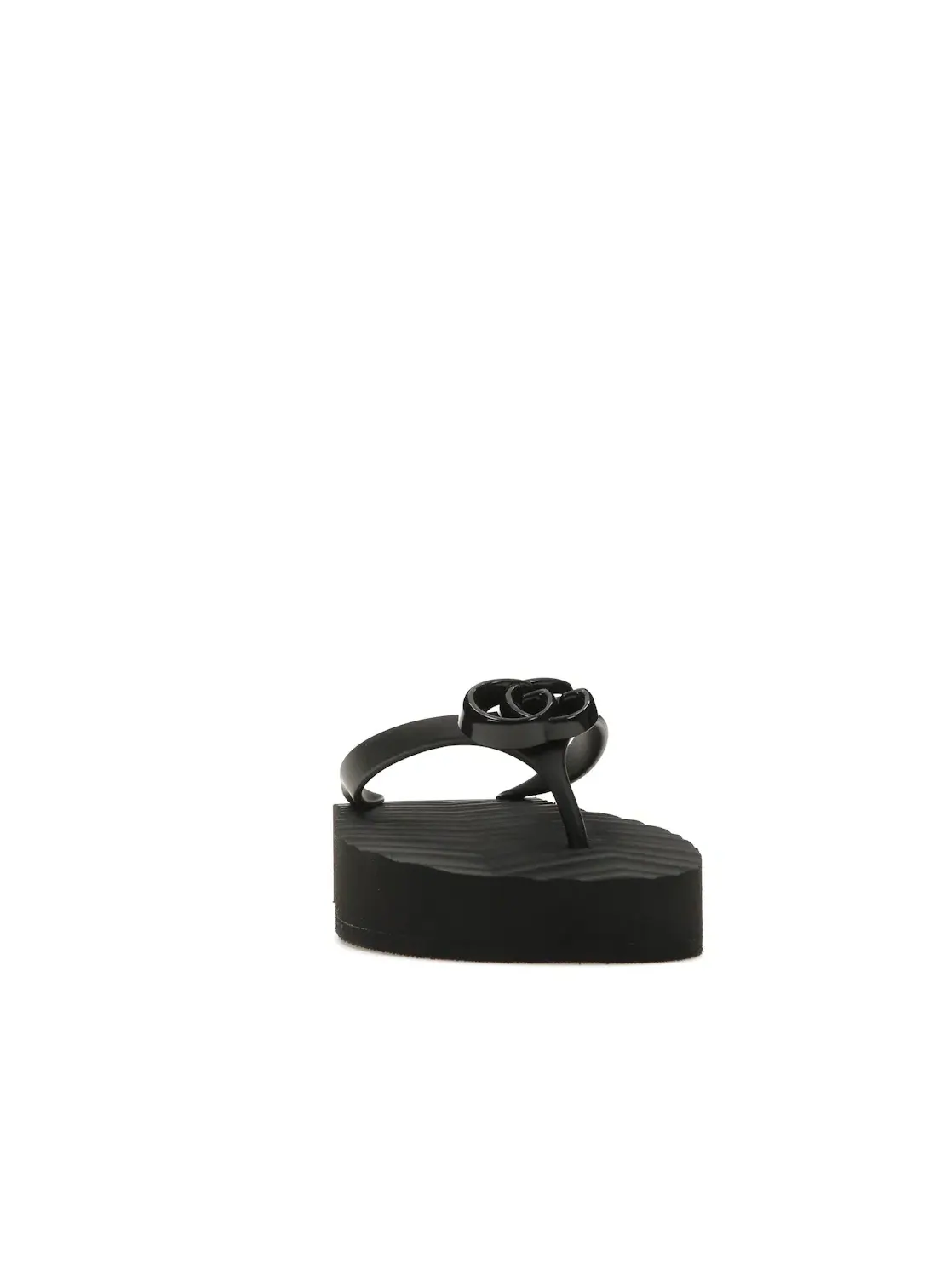 Сандалии-Шлепанцы женские Gucci Chevron Thong Sandal, резиновые — изображение 2 из 4, черный