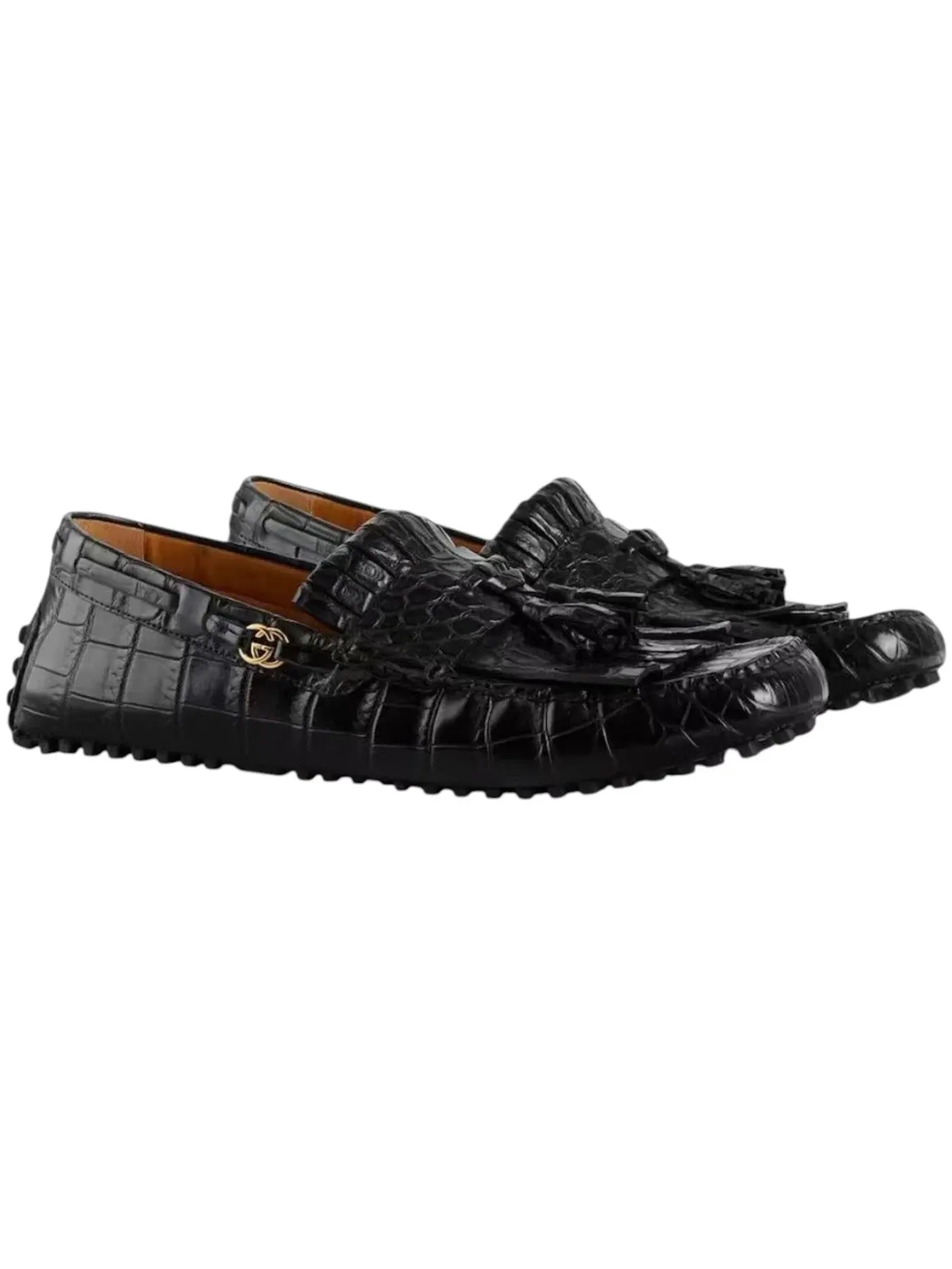 Лоферы мужские Gucci Crocodile Tassel Driver Loafer